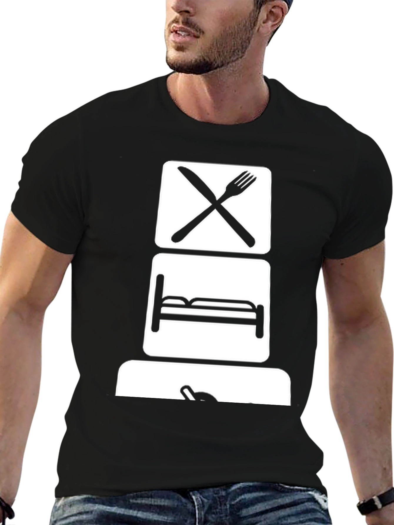Eat Sleep Game T-Shirt - Black Graphic Tee