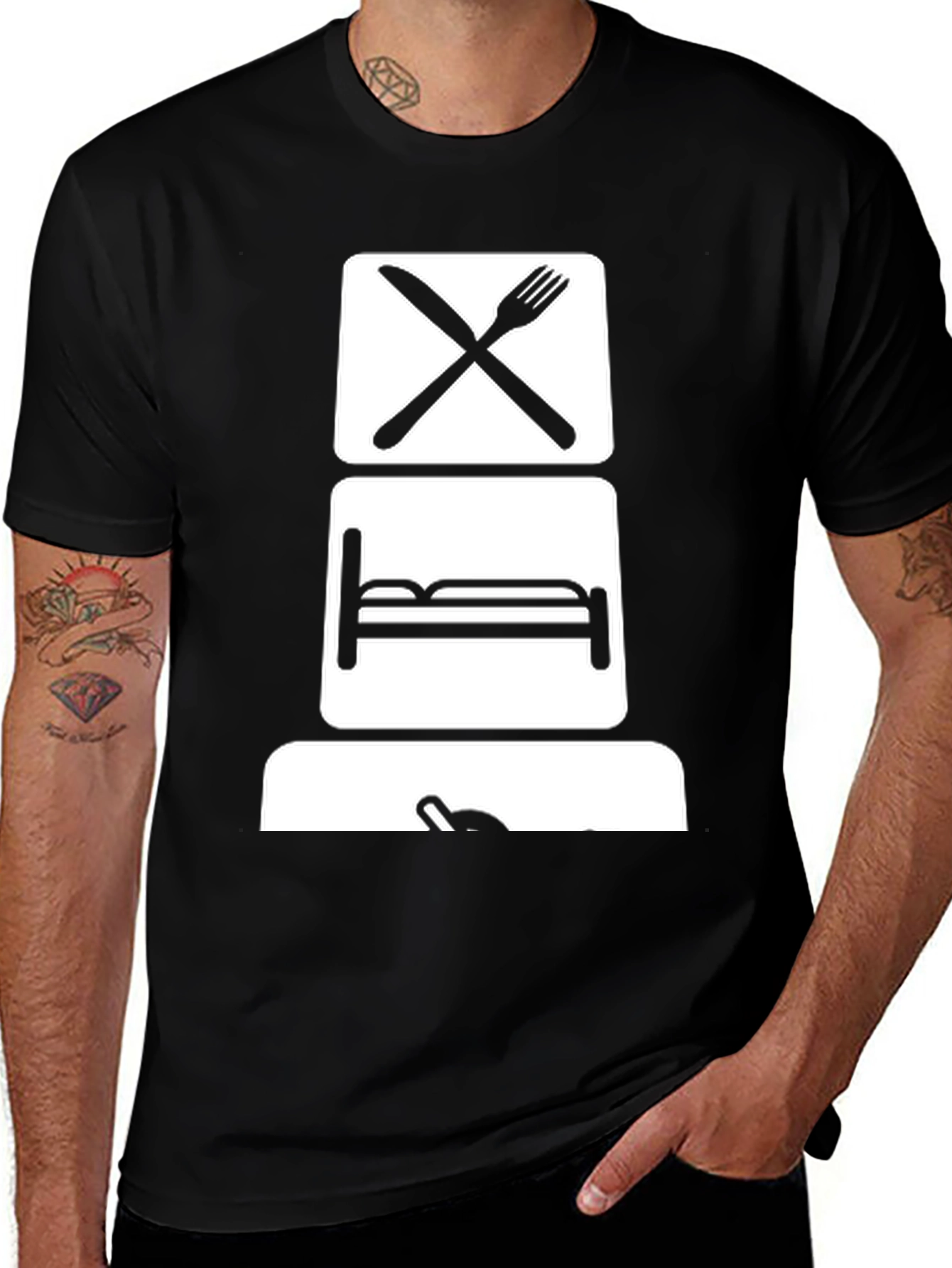 Eat Sleep Game T-Shirt - Black Graphic Tee
