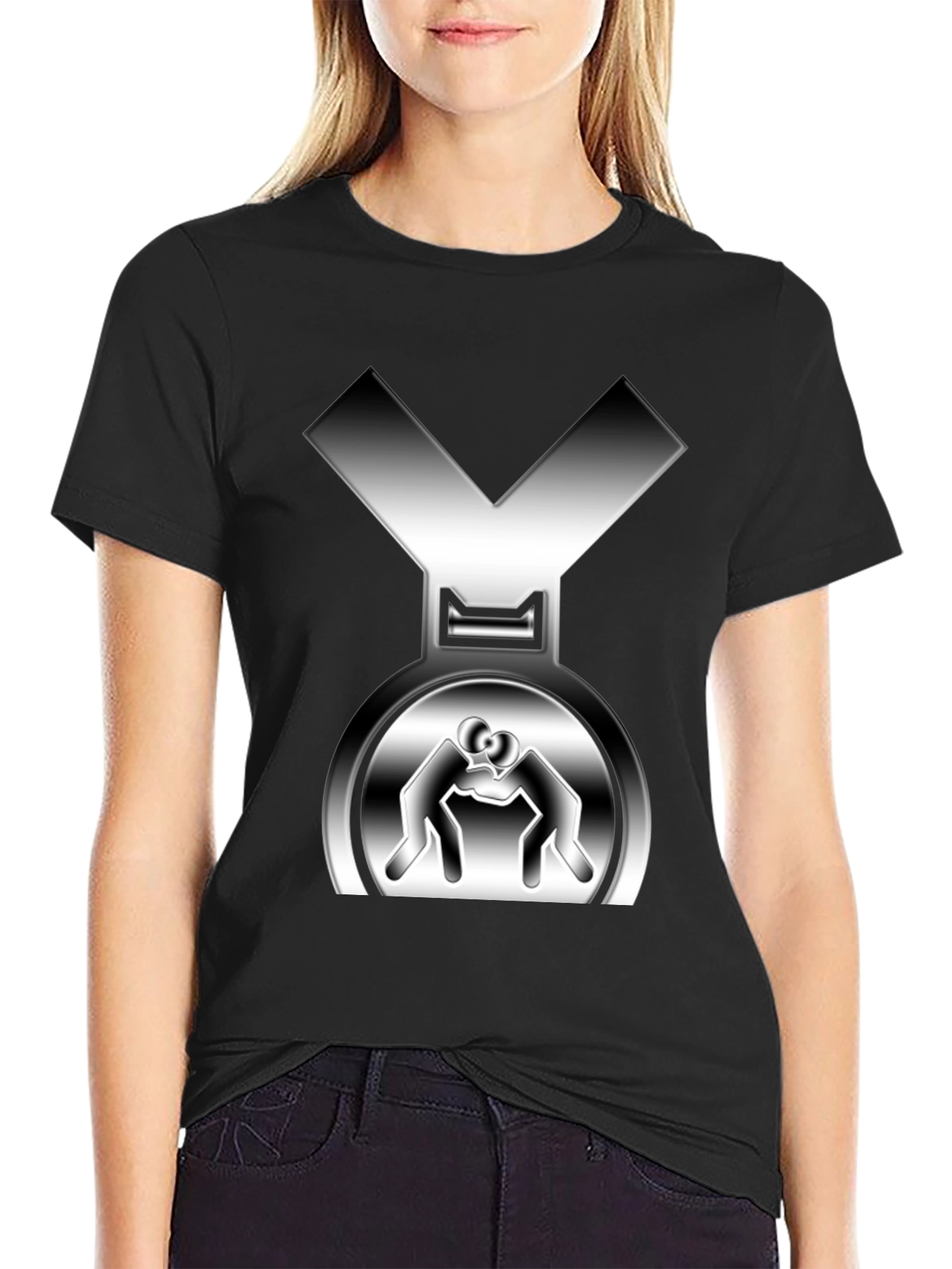 Wrestling Medal Graphic Tee - Mens Black T-Shirt