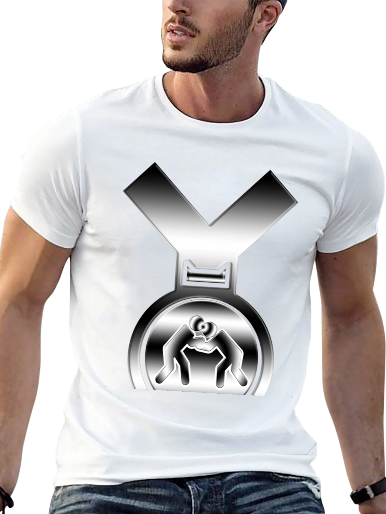 Wrestling Medal Graphic Tee - Mens Black T-Shirt