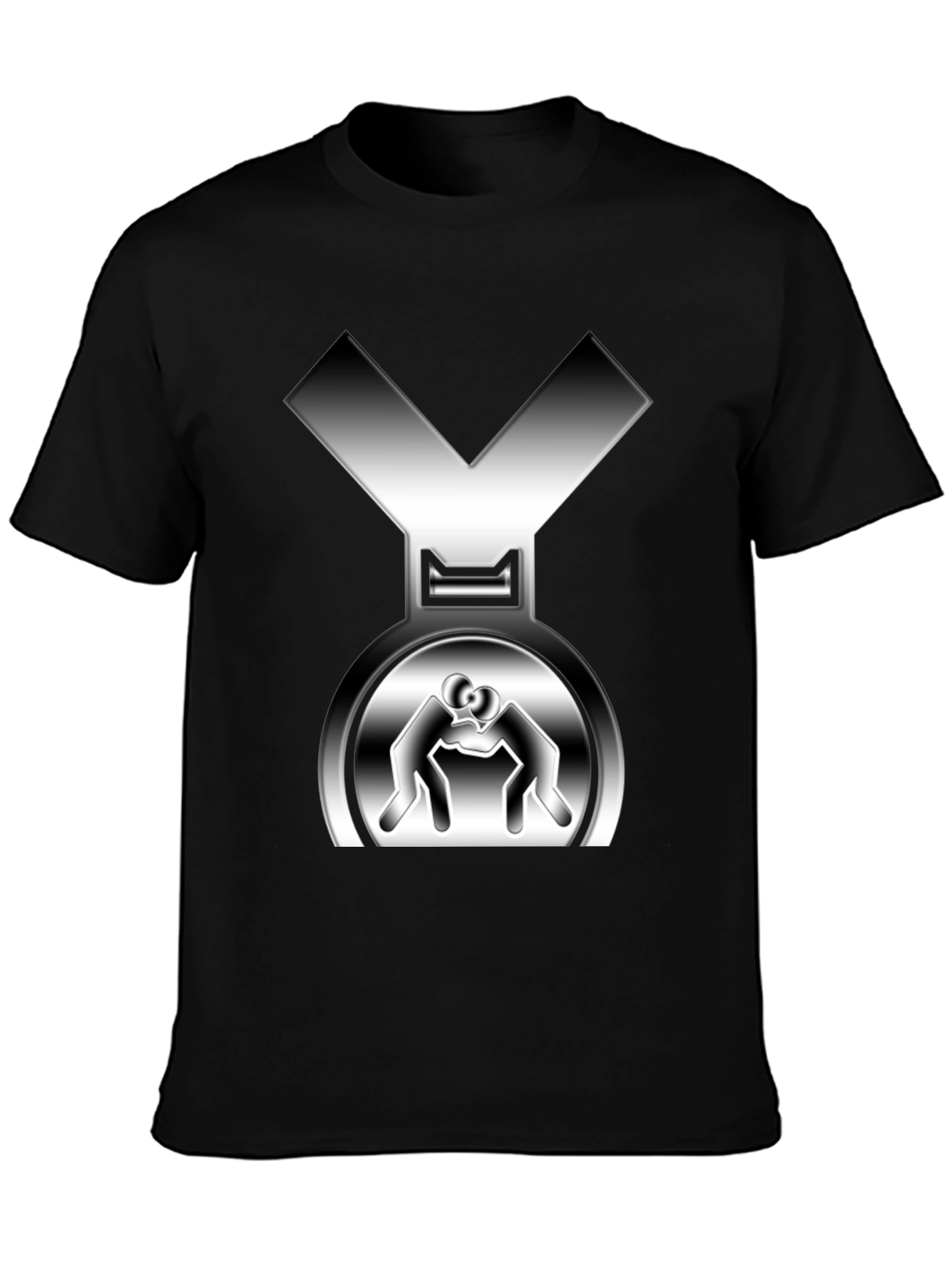 Wrestling Medal Graphic Tee - Mens Black T-Shirt