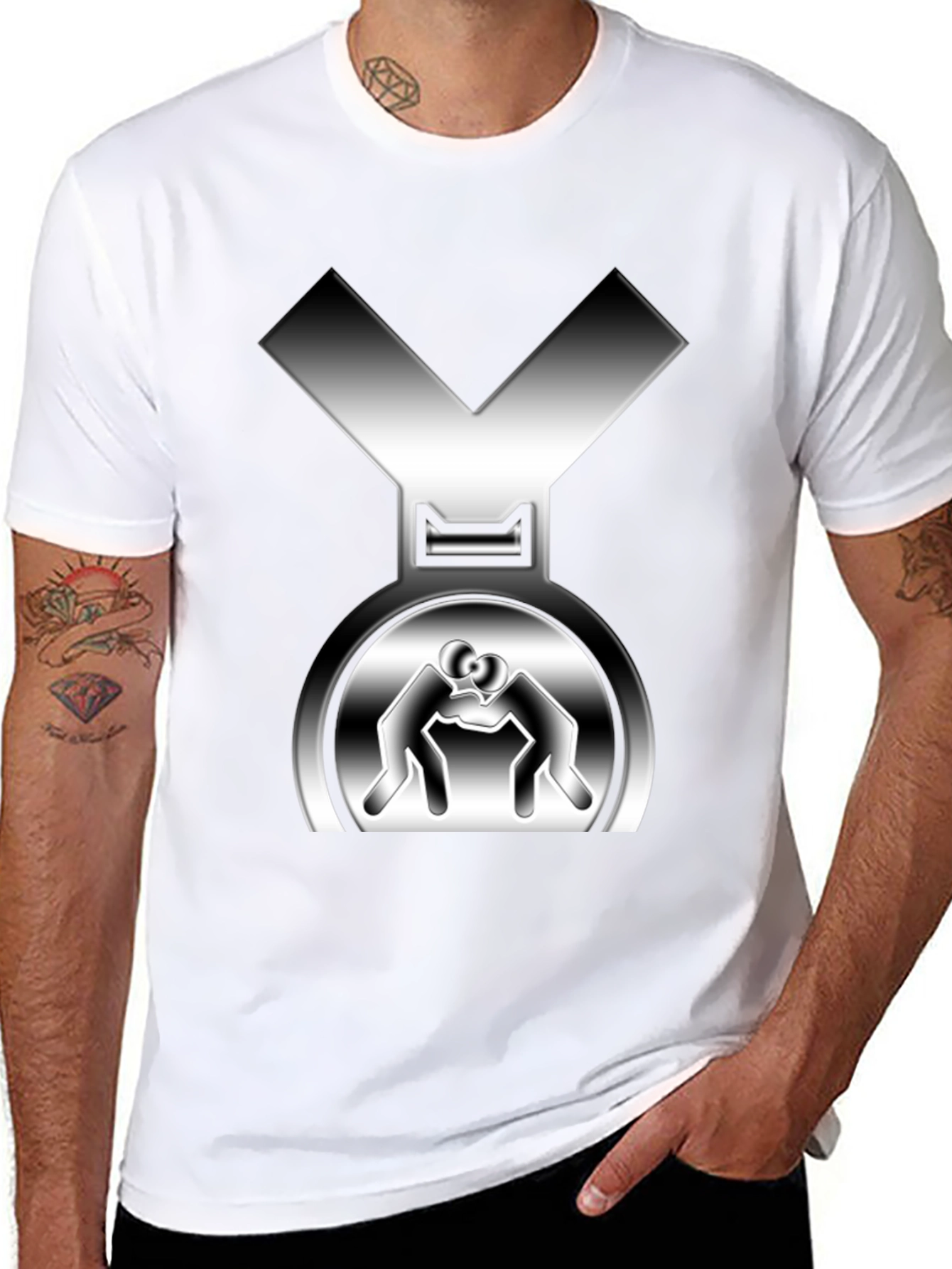 Wrestling Medal Graphic Tee - Mens Black T-Shirt