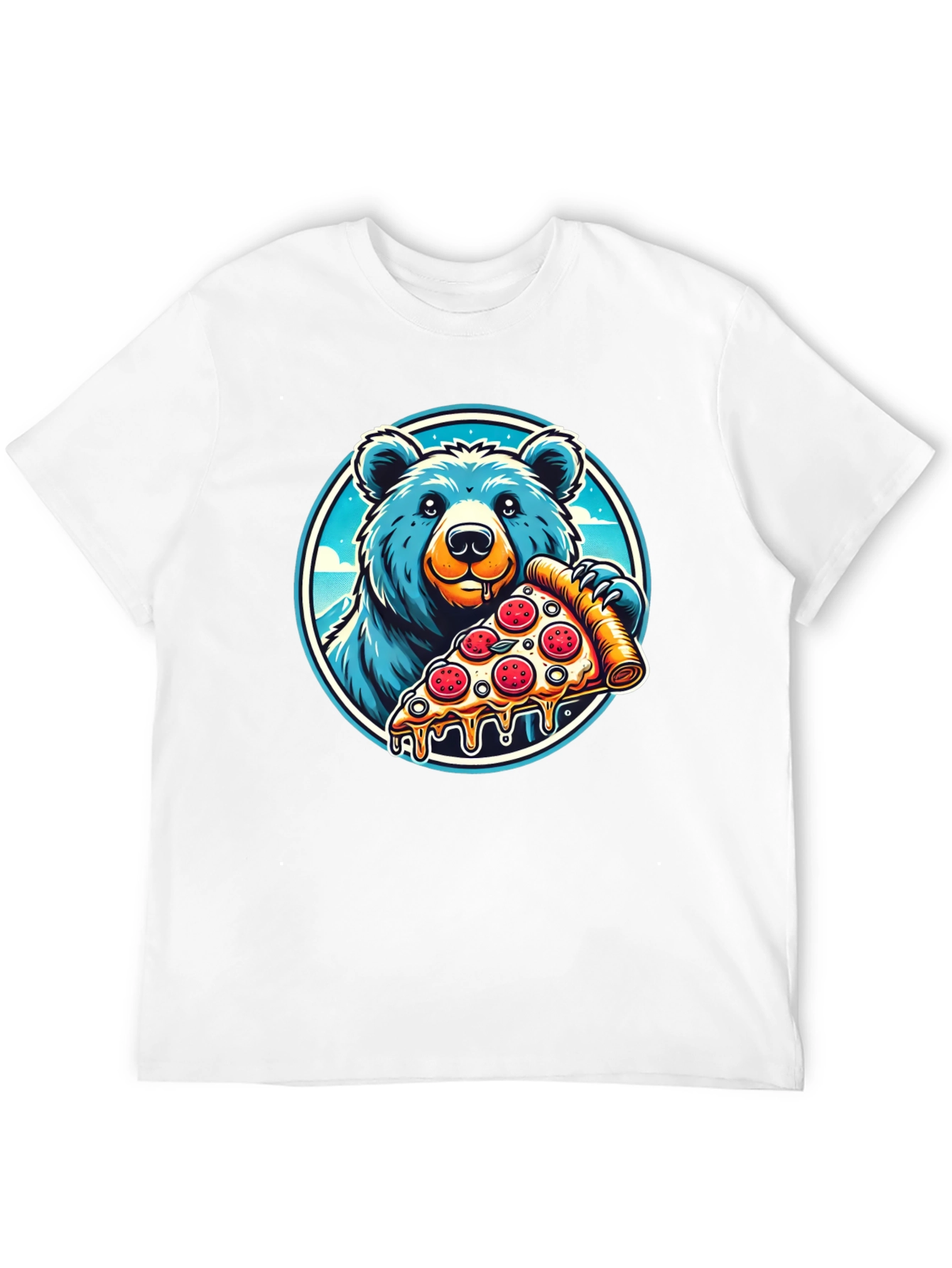 Bear Pizza T-Shirt - Funny Cartoon Graphic Tee