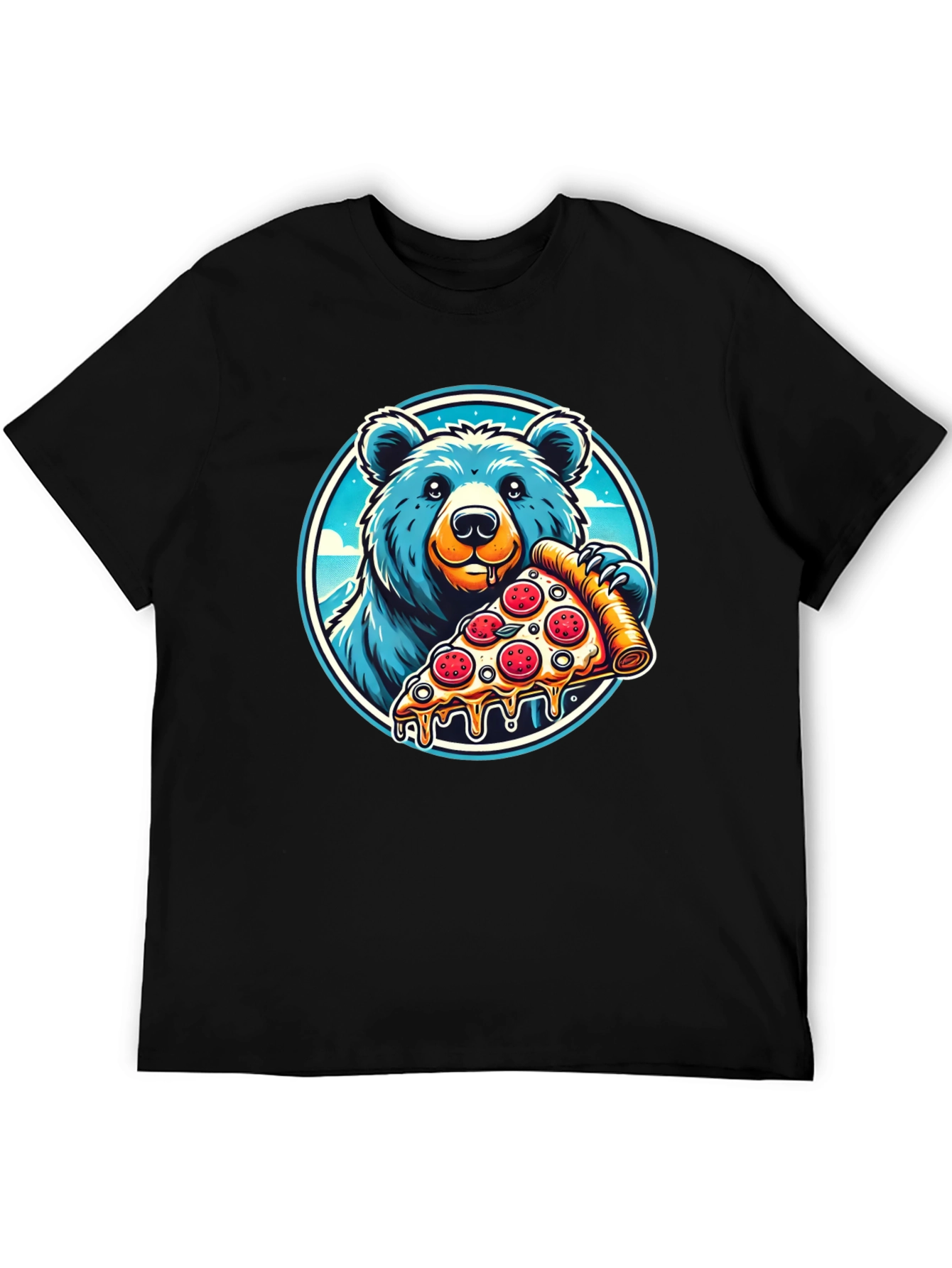 Bear Pizza T-Shirt - Funny Cartoon Graphic Tee