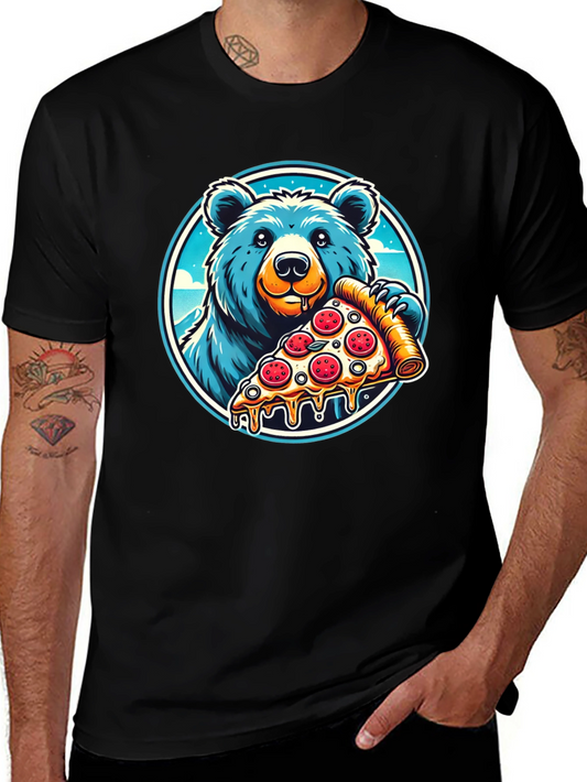 Bear Pizza T-Shirt - Funny Cartoon Graphic Tee