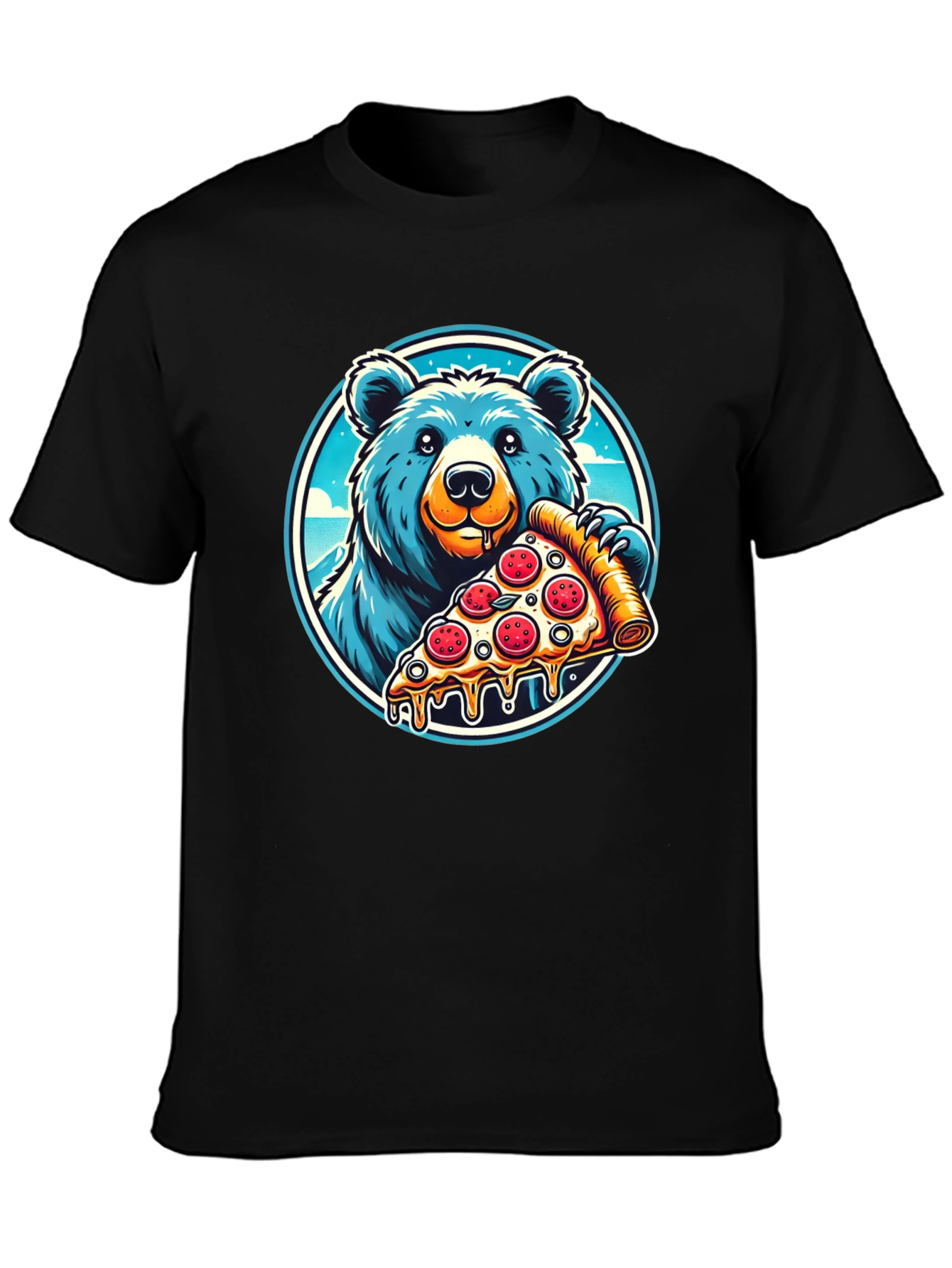 Bear Pizza T-Shirt - Funny Cartoon Graphic Tee