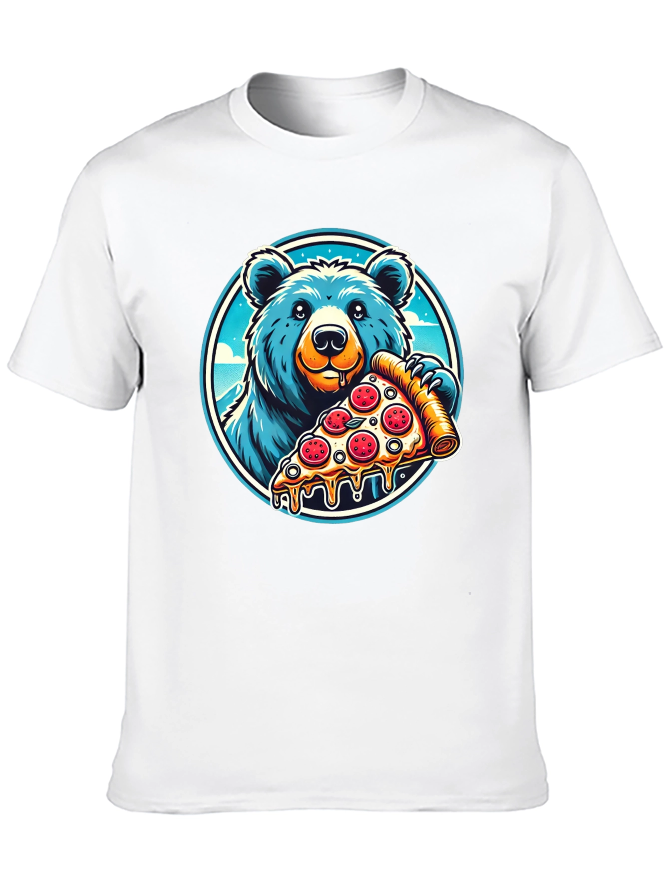 Bear Pizza T-Shirt - Funny Cartoon Graphic Tee