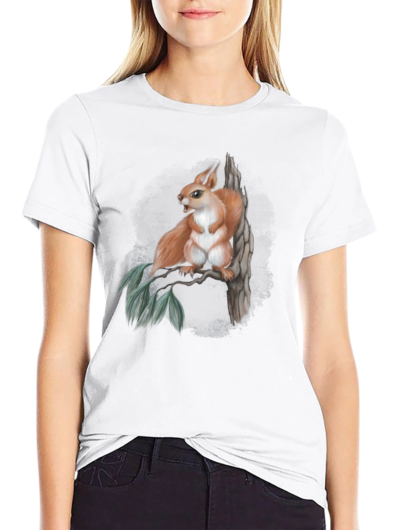 Squirrel Graphic Print Tee - Nature Inspired Style