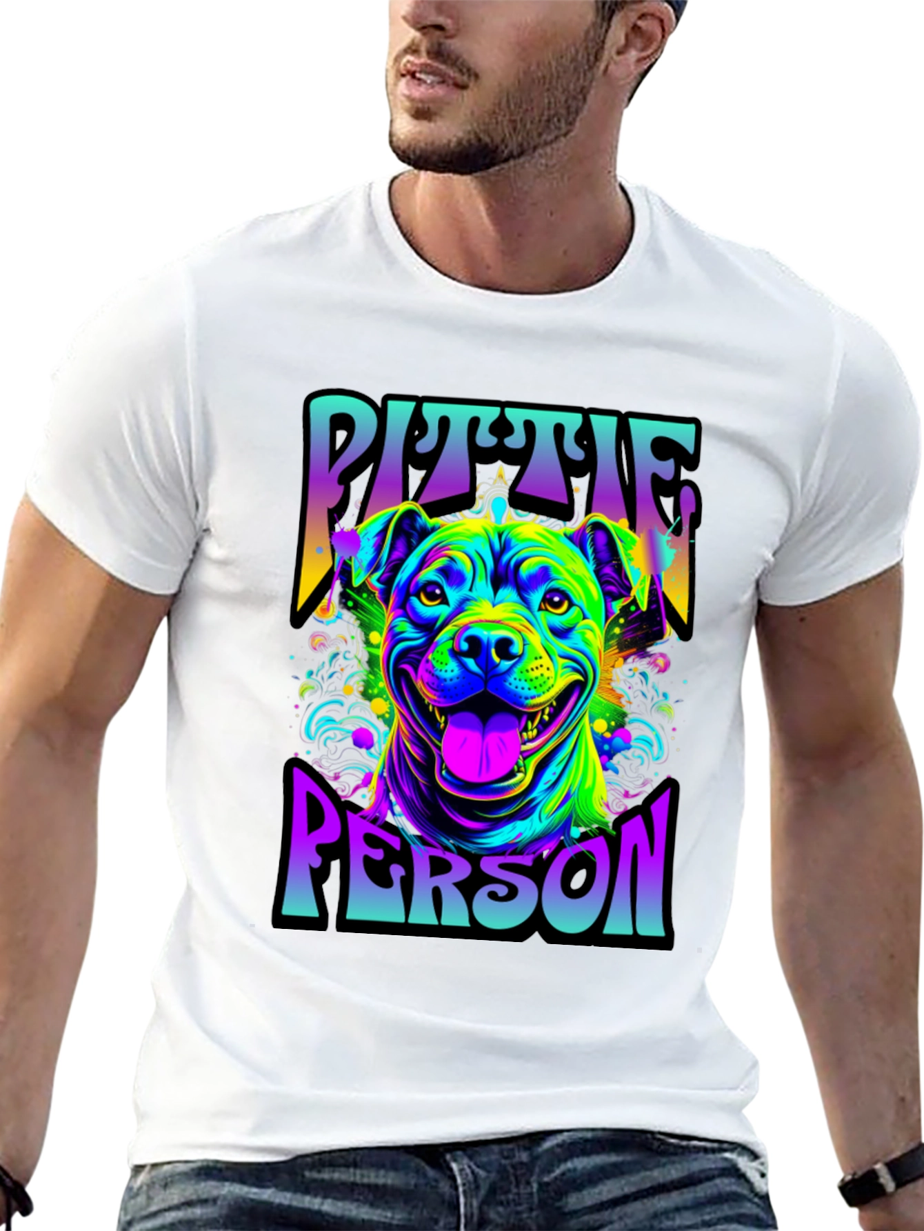 Vibrant Pit Bull Person Graphic T-Shirt