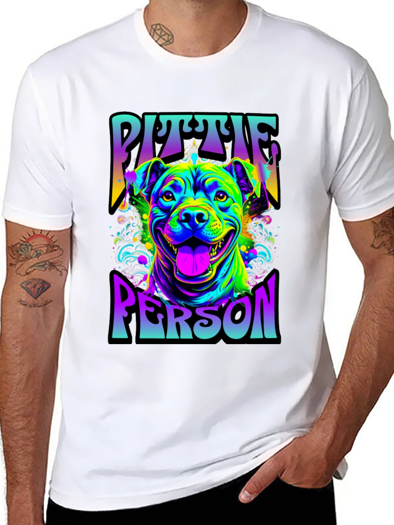 Vibrant Pit Bull Person Graphic T-Shirt