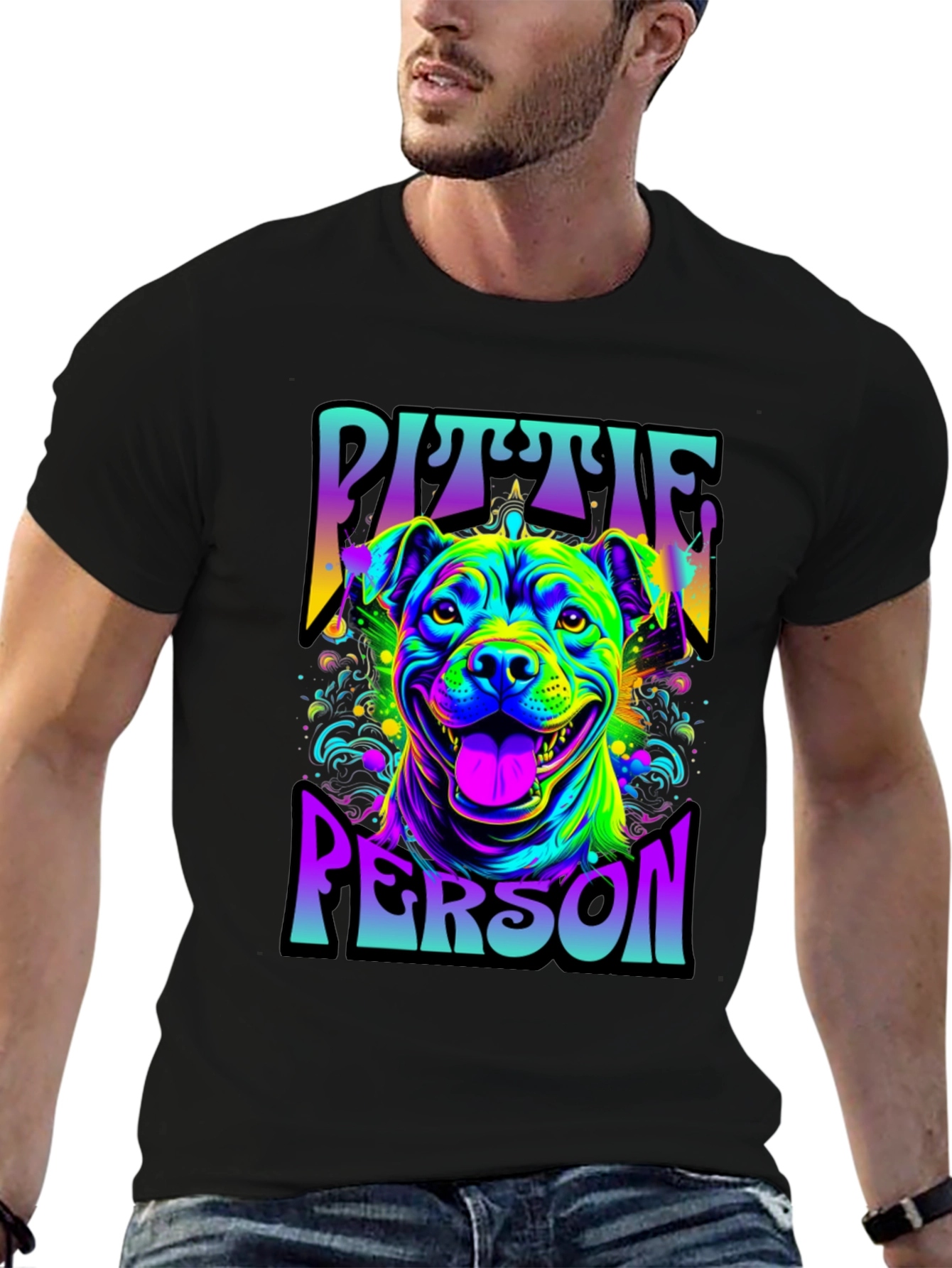 Vibrant Pit Bull Person Graphic T-Shirt