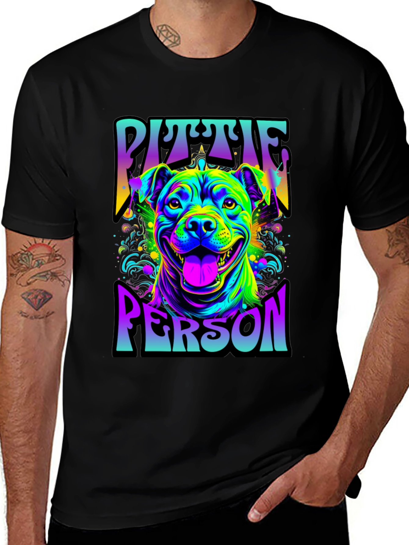 Vibrant Pit Bull Person Graphic T-Shirt