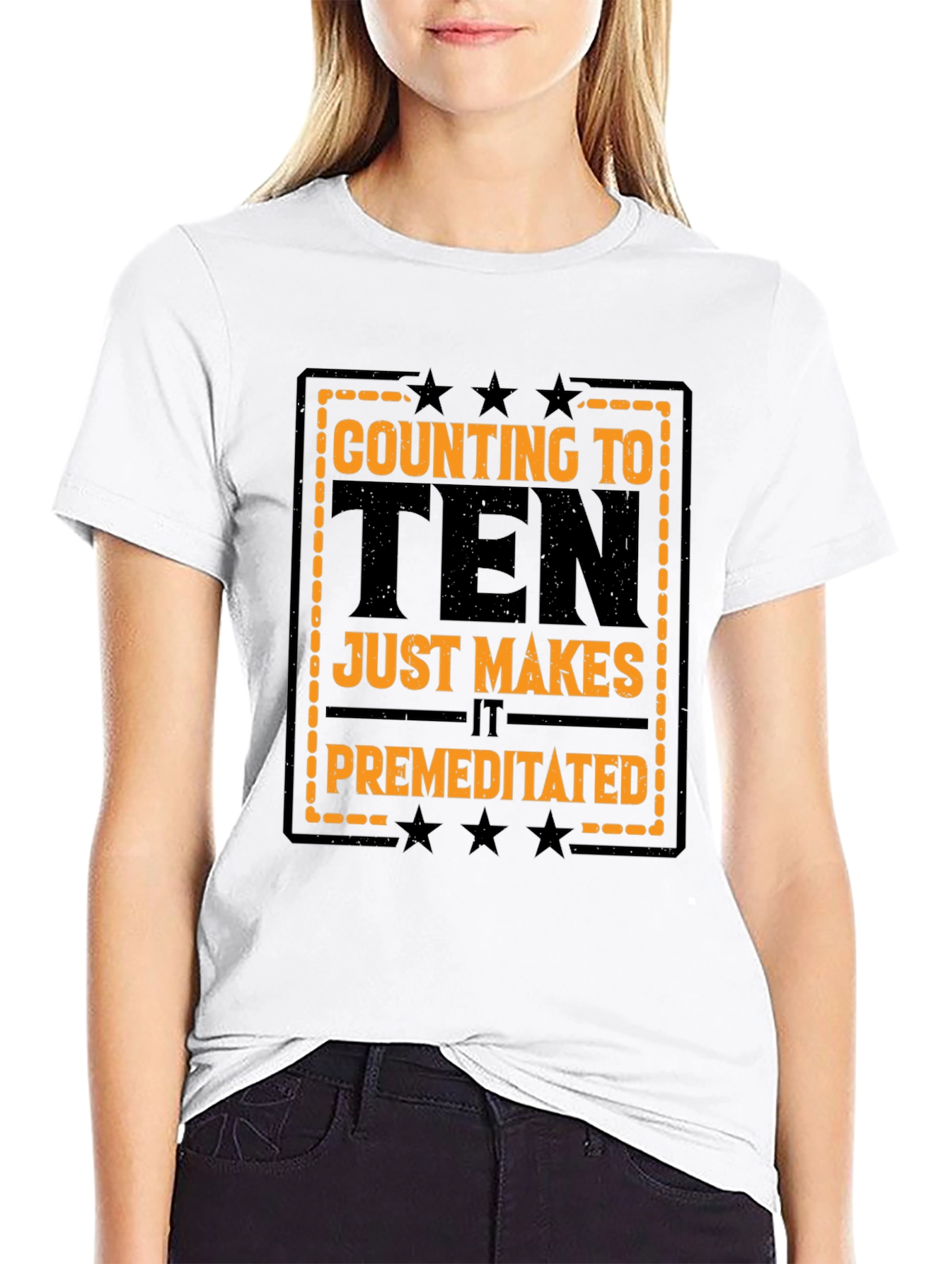Counting to Ten Funny Black Graphic T-Shirt
