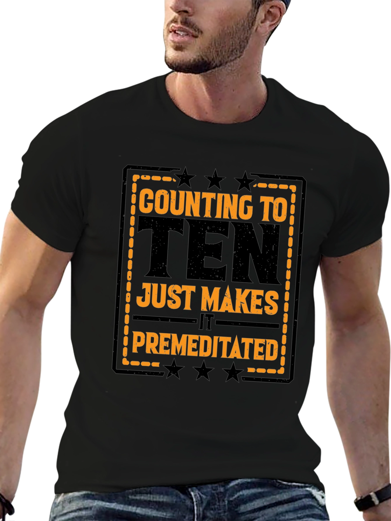 Counting to Ten Funny Black Graphic T-Shirt