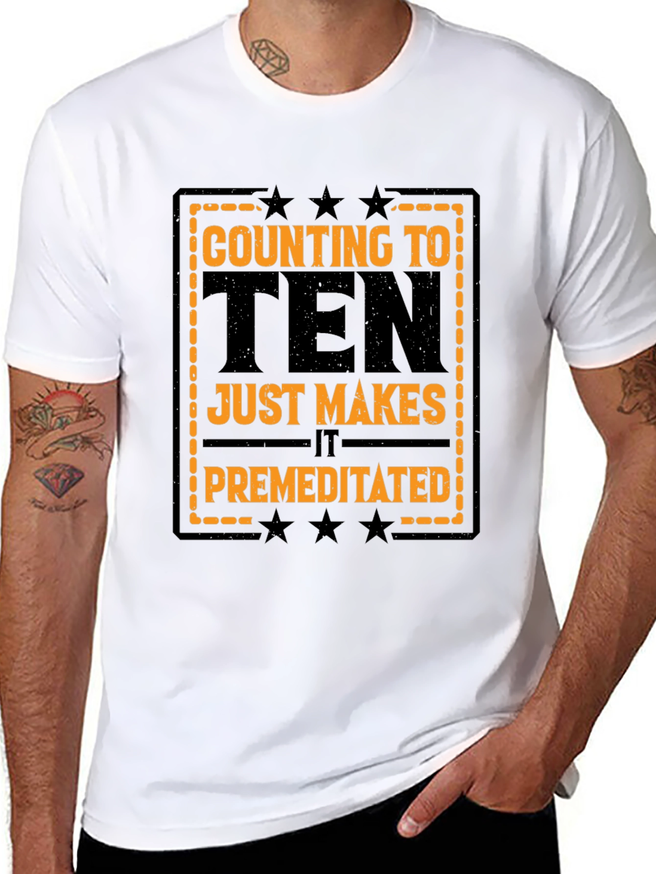 Counting to Ten Funny Black Graphic T-Shirt