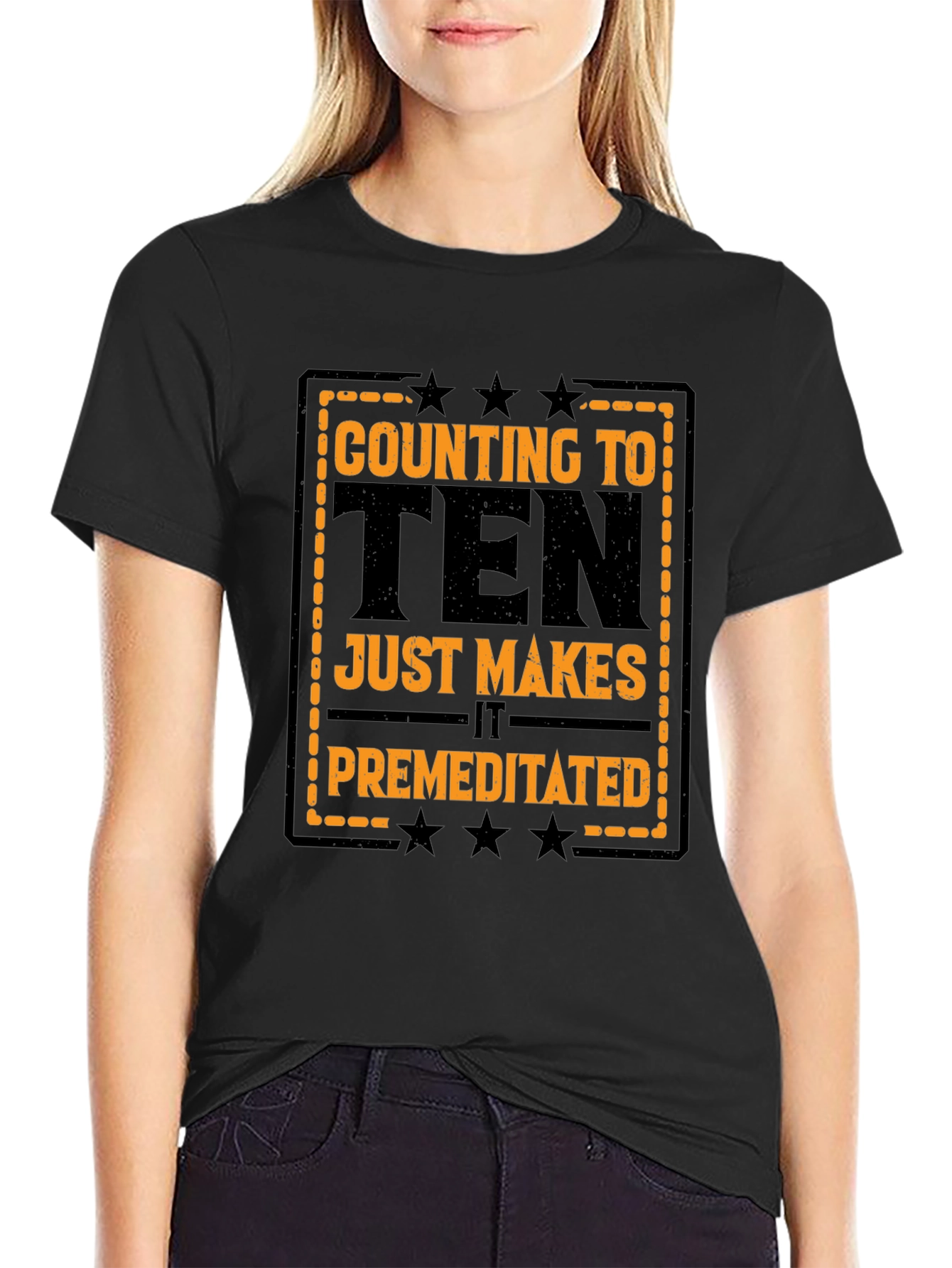 Counting to Ten Funny Black Graphic T-Shirt