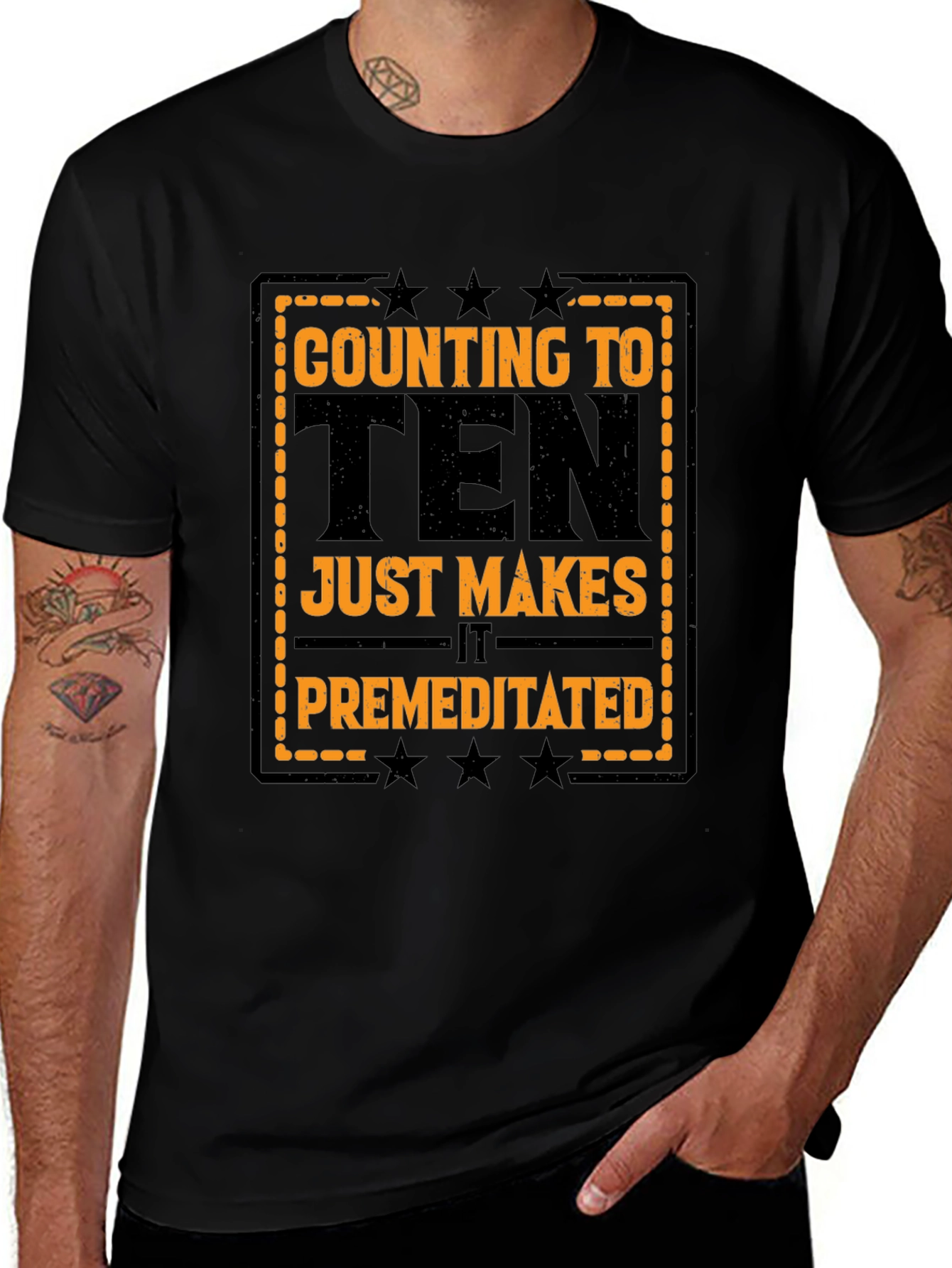 Counting to Ten Funny Black Graphic T-Shirt