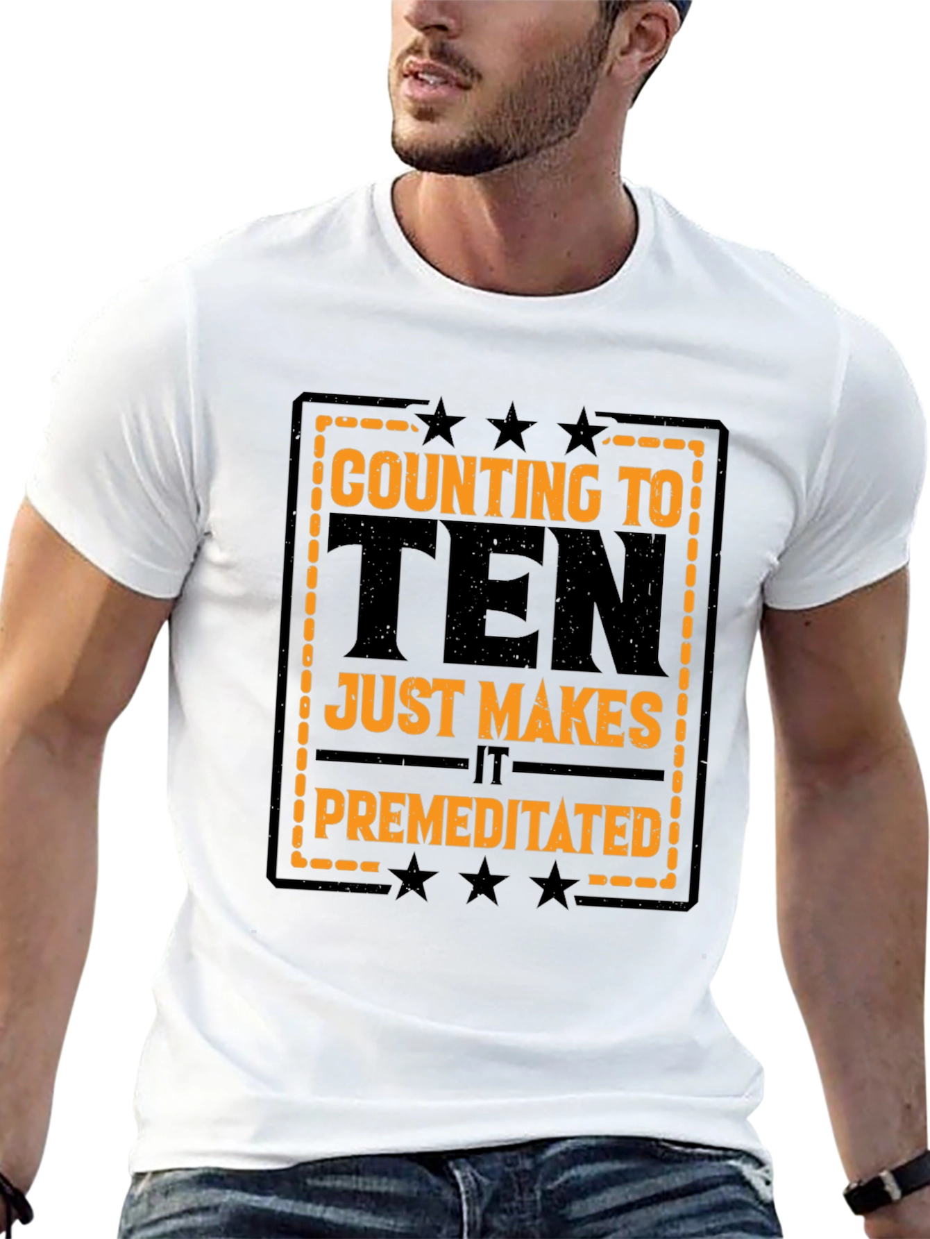 Counting to Ten Funny Black Graphic T-Shirt