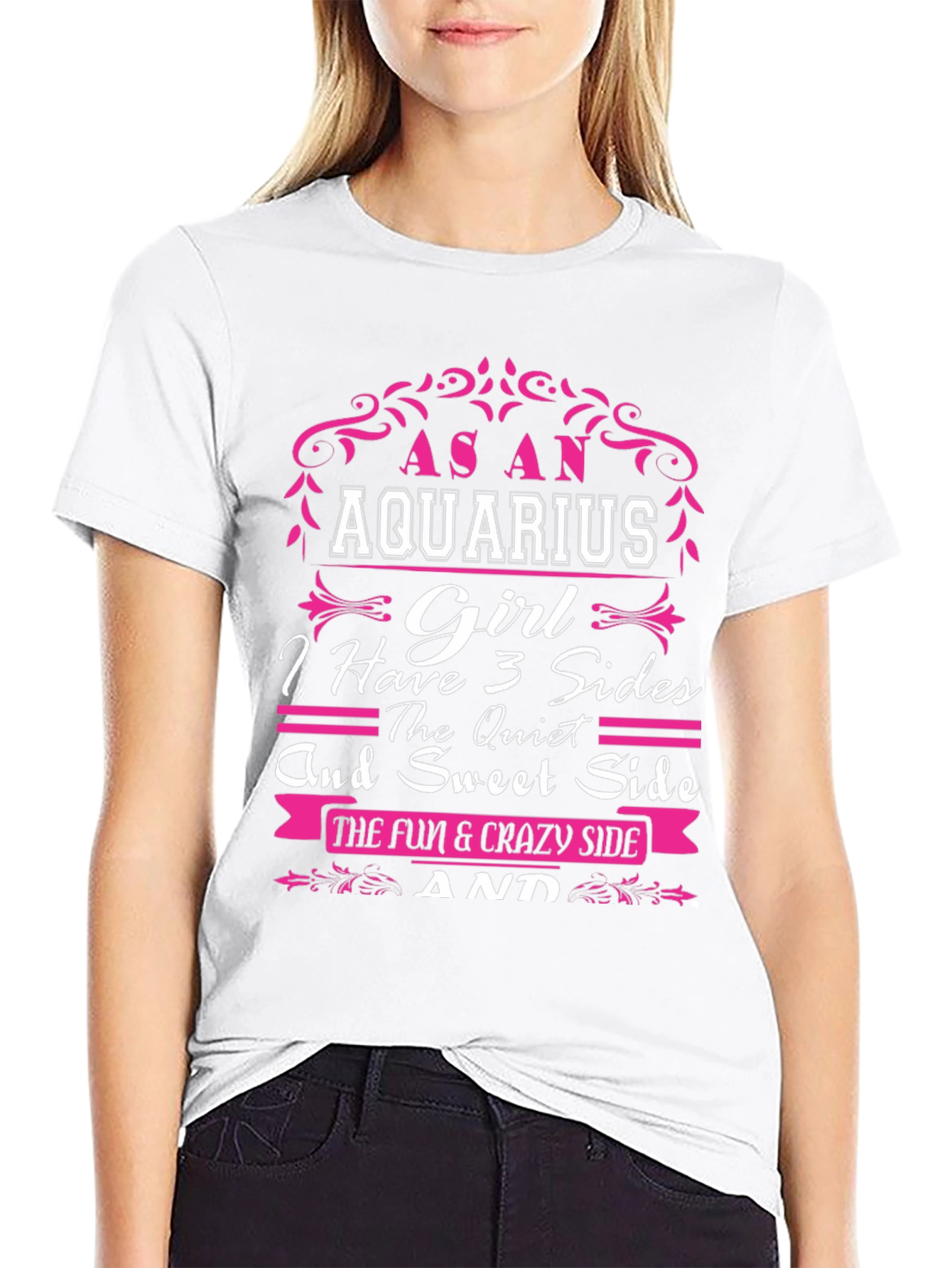Aquarius Girl T-Shirt - 3 Sides Zodiac Tee