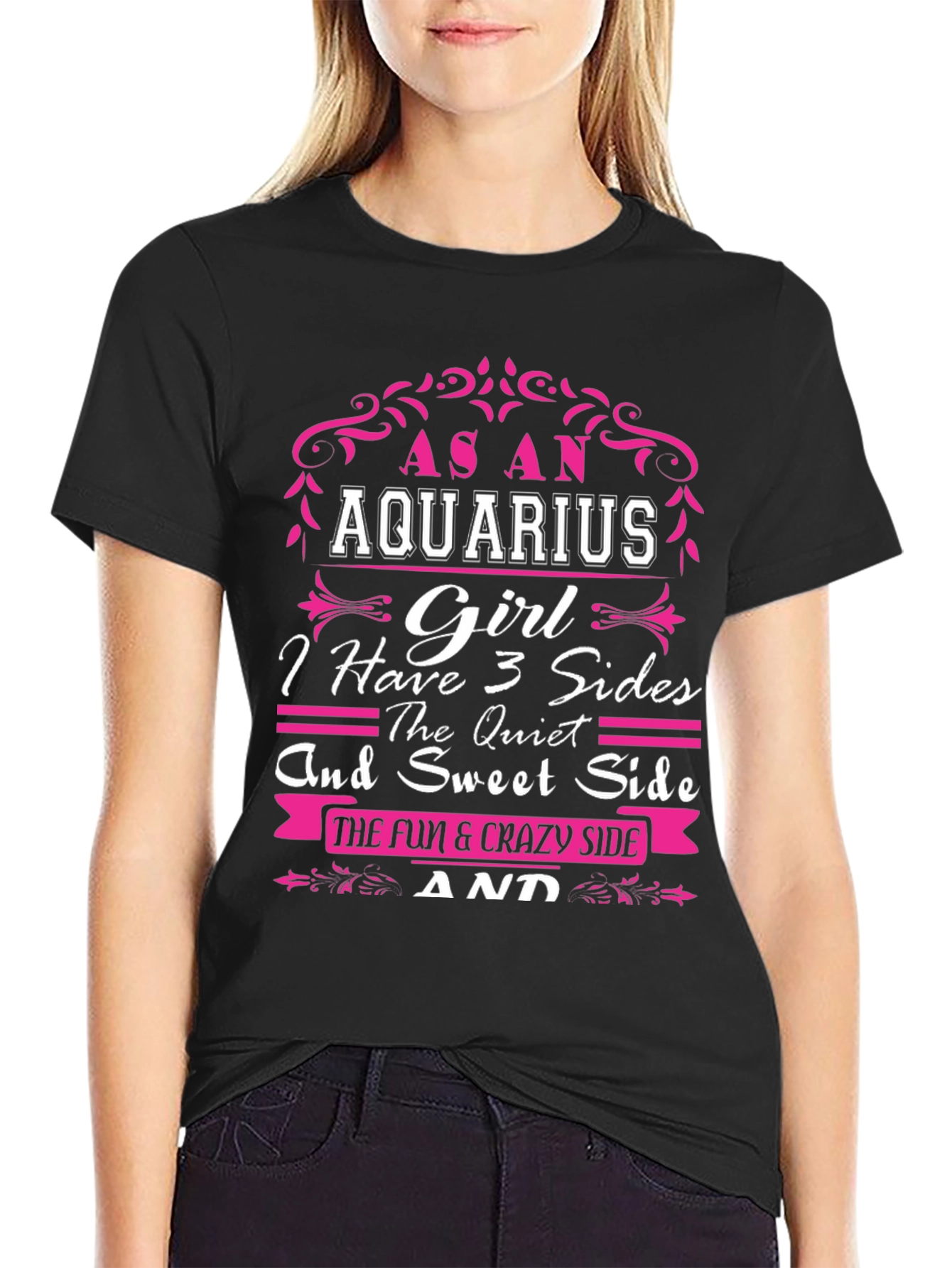 Aquarius Girl T-Shirt - 3 Sides Zodiac Tee