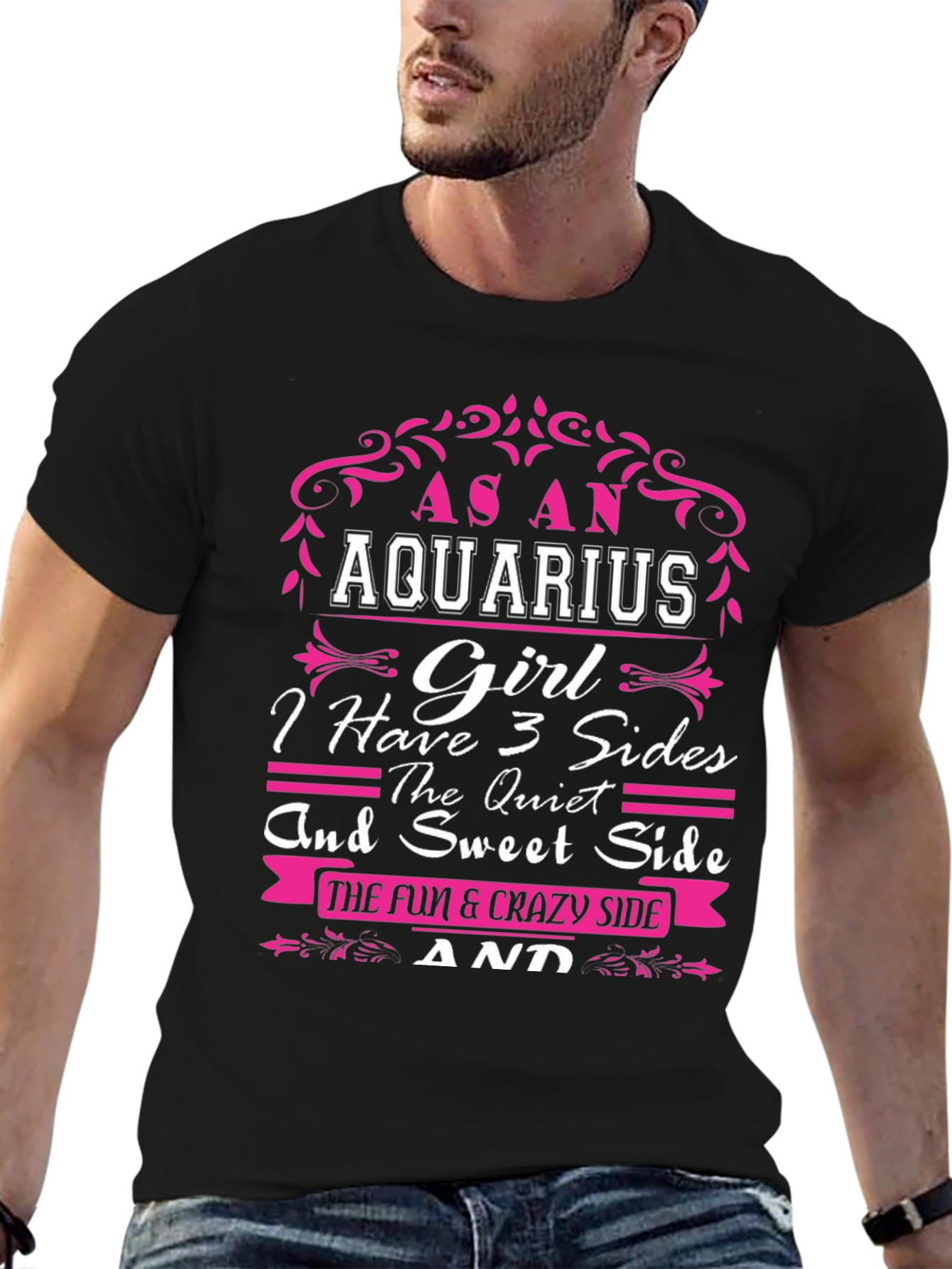 Aquarius Girl T-Shirt - 3 Sides Zodiac Tee