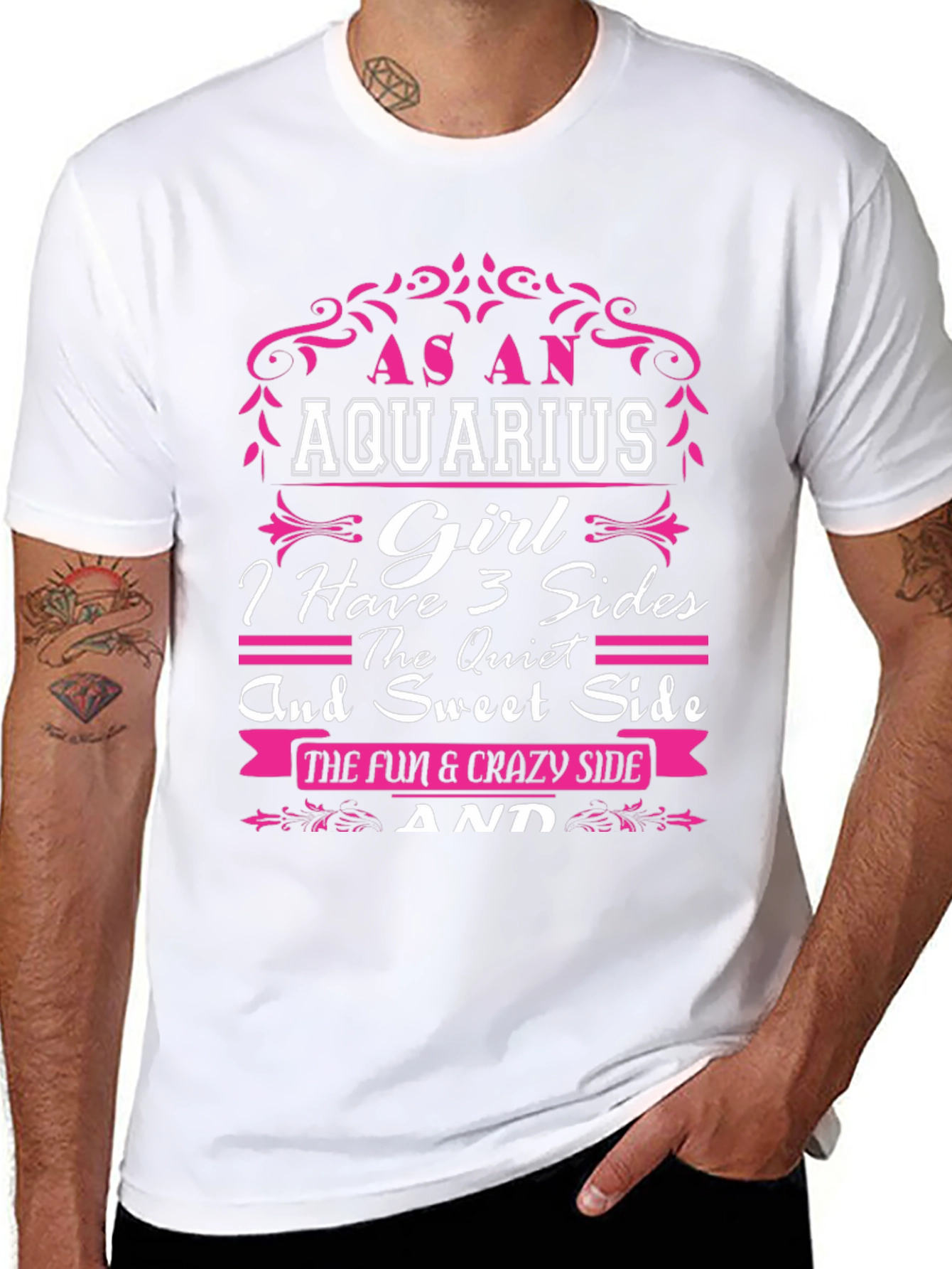 Aquarius Girl T-Shirt - 3 Sides Zodiac Tee