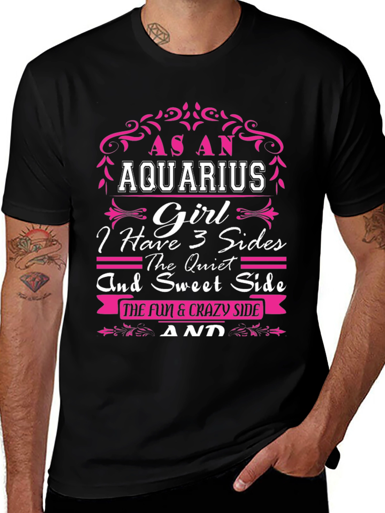 Aquarius Girl T-Shirt - 3 Sides Zodiac Tee