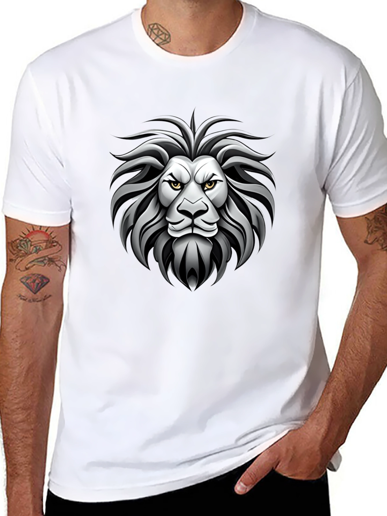 Lion Head Graphic Black T-Shirt