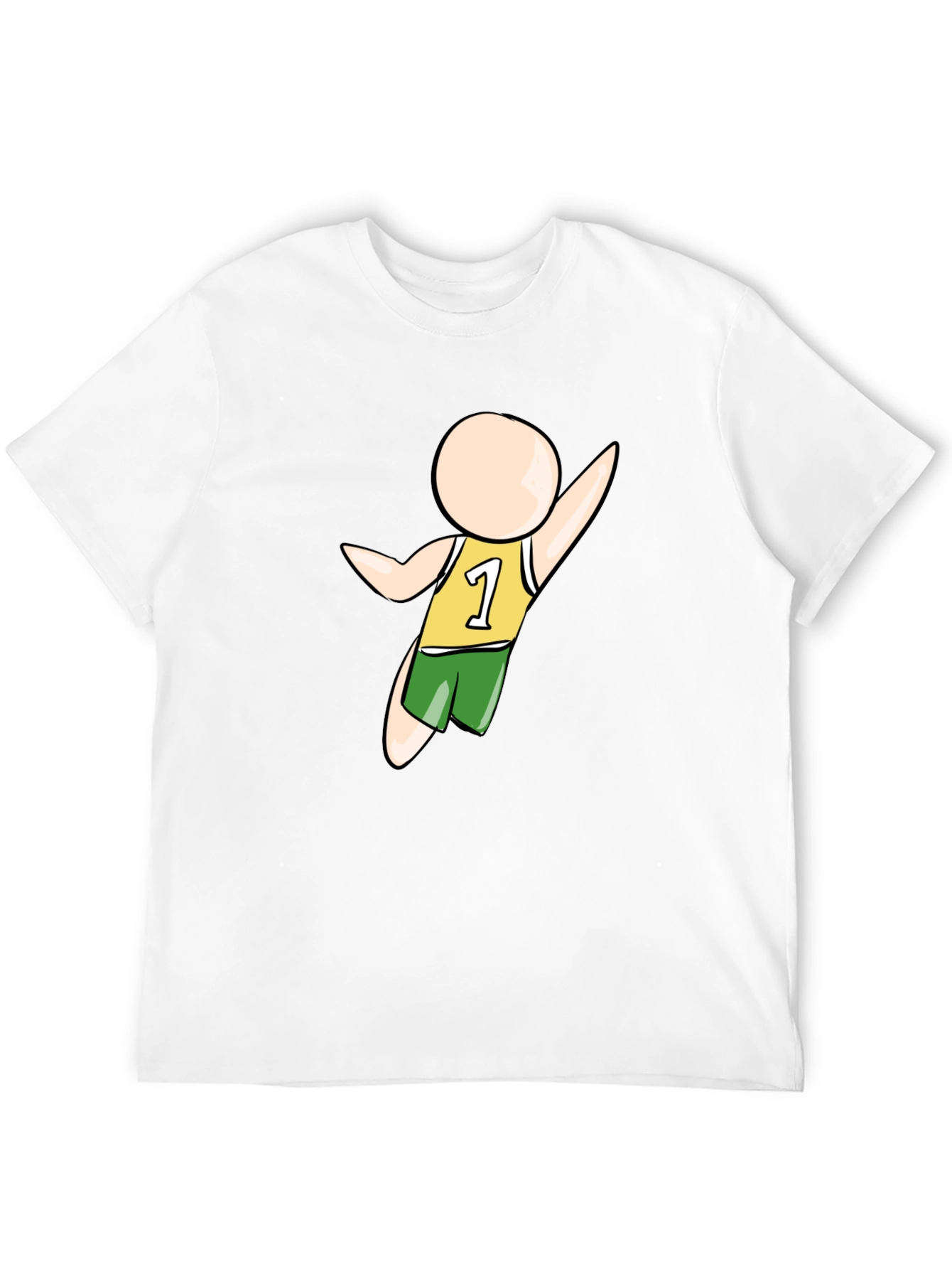 Cartoon Athlete Graphic Black T-Shirt
