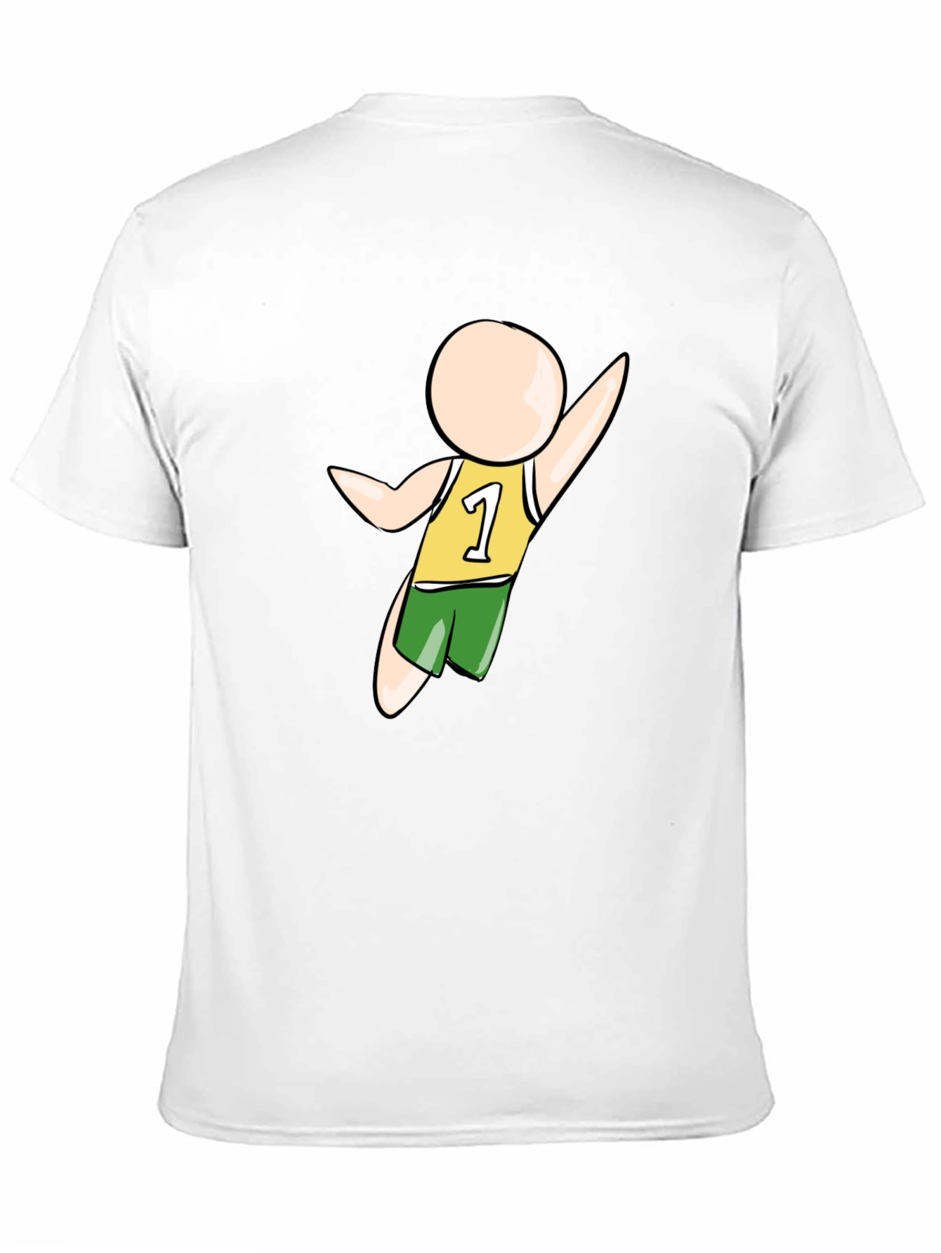 Cartoon Athlete Graphic Black T-Shirt