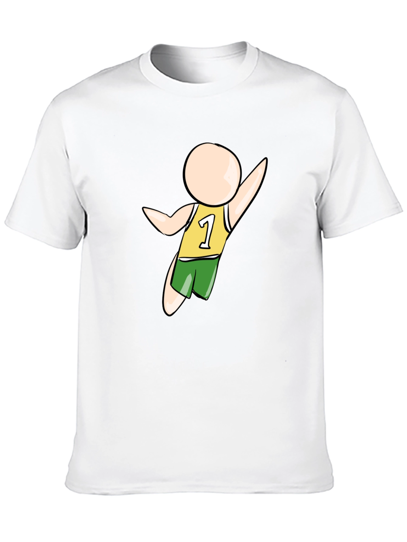 Cartoon Athlete Graphic Black T-Shirt