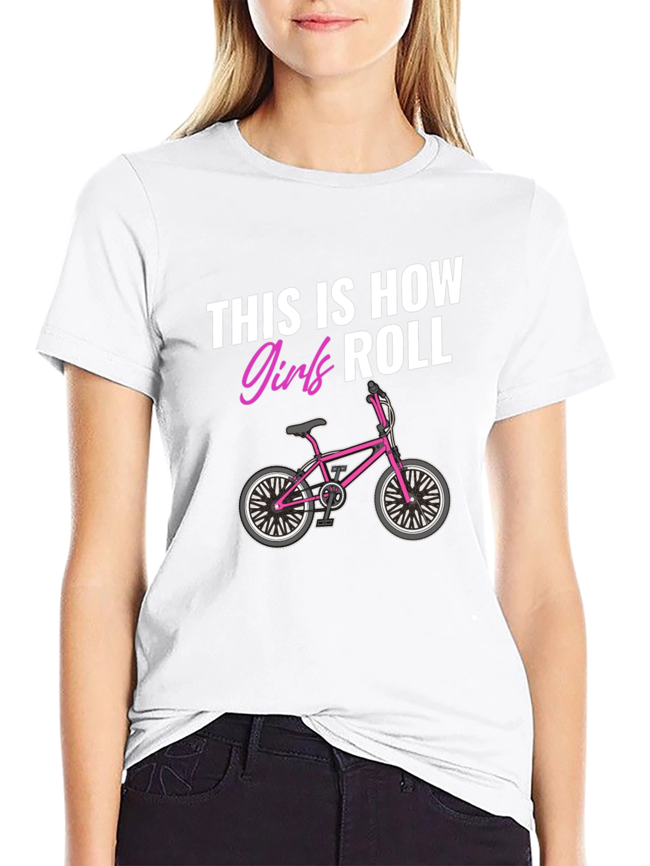 Girls Roll Graphic Tee - BMX Bike Design