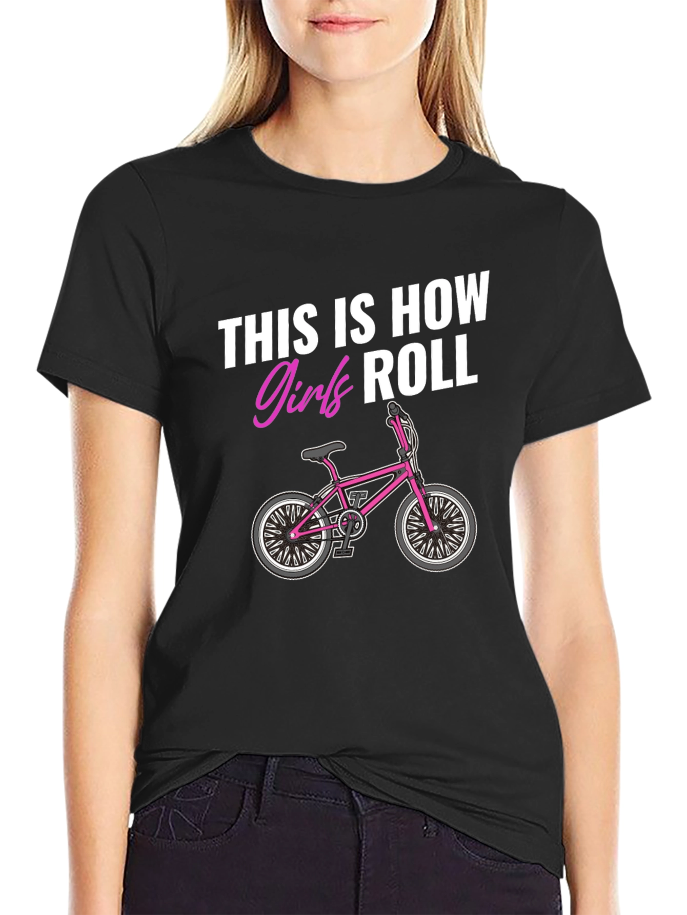 Girls Roll Graphic Tee - BMX Bike Design