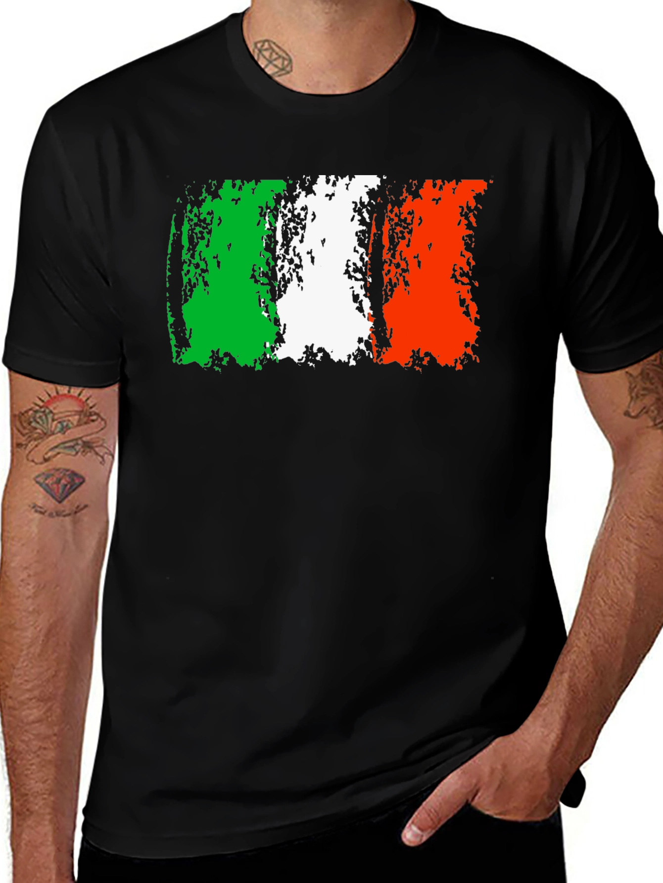 Italy Flag Graphic Tee - Distressed Design