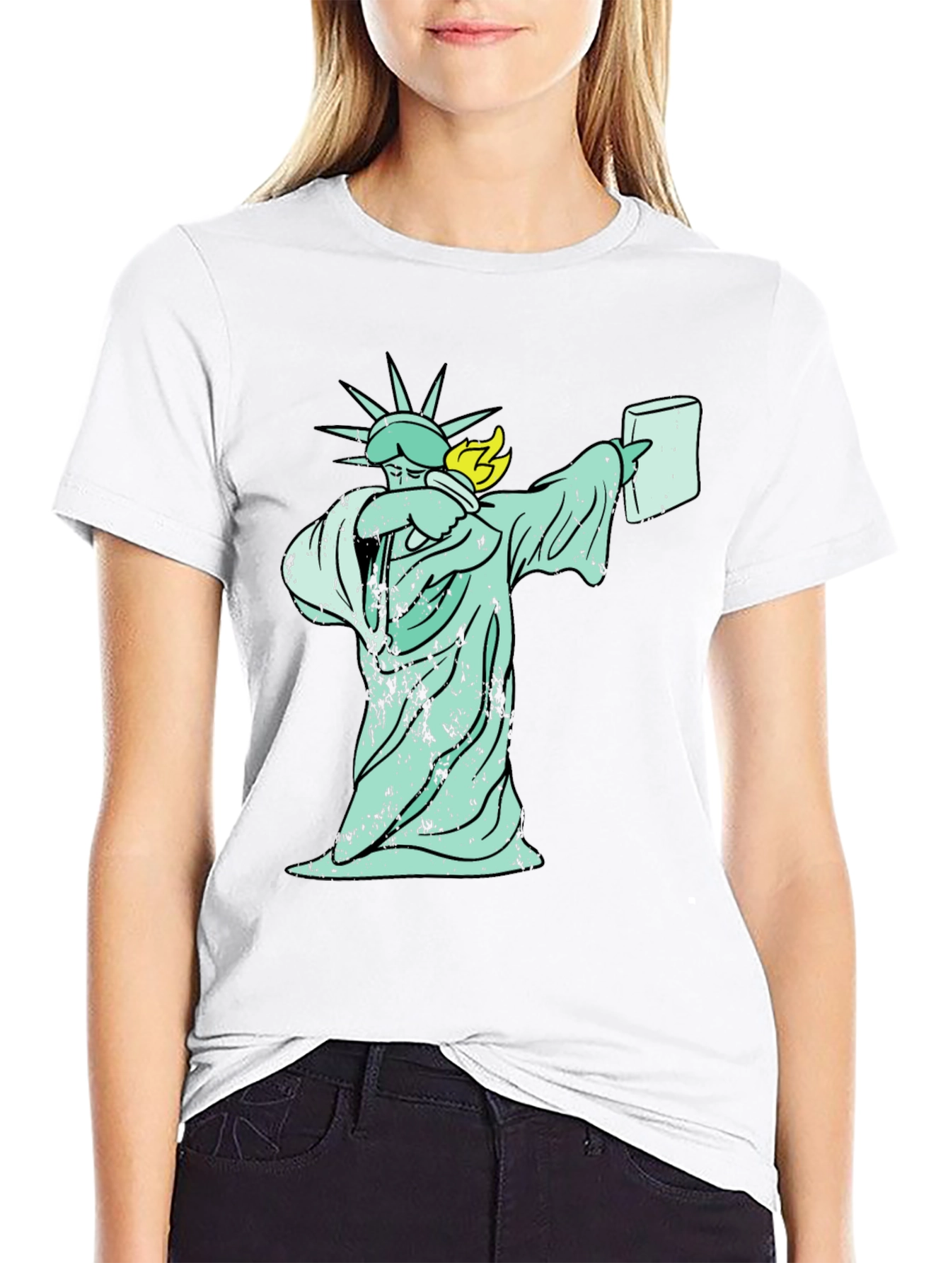 Dabbing Liberty Graphic Tee - Black Cotton T-Shirt