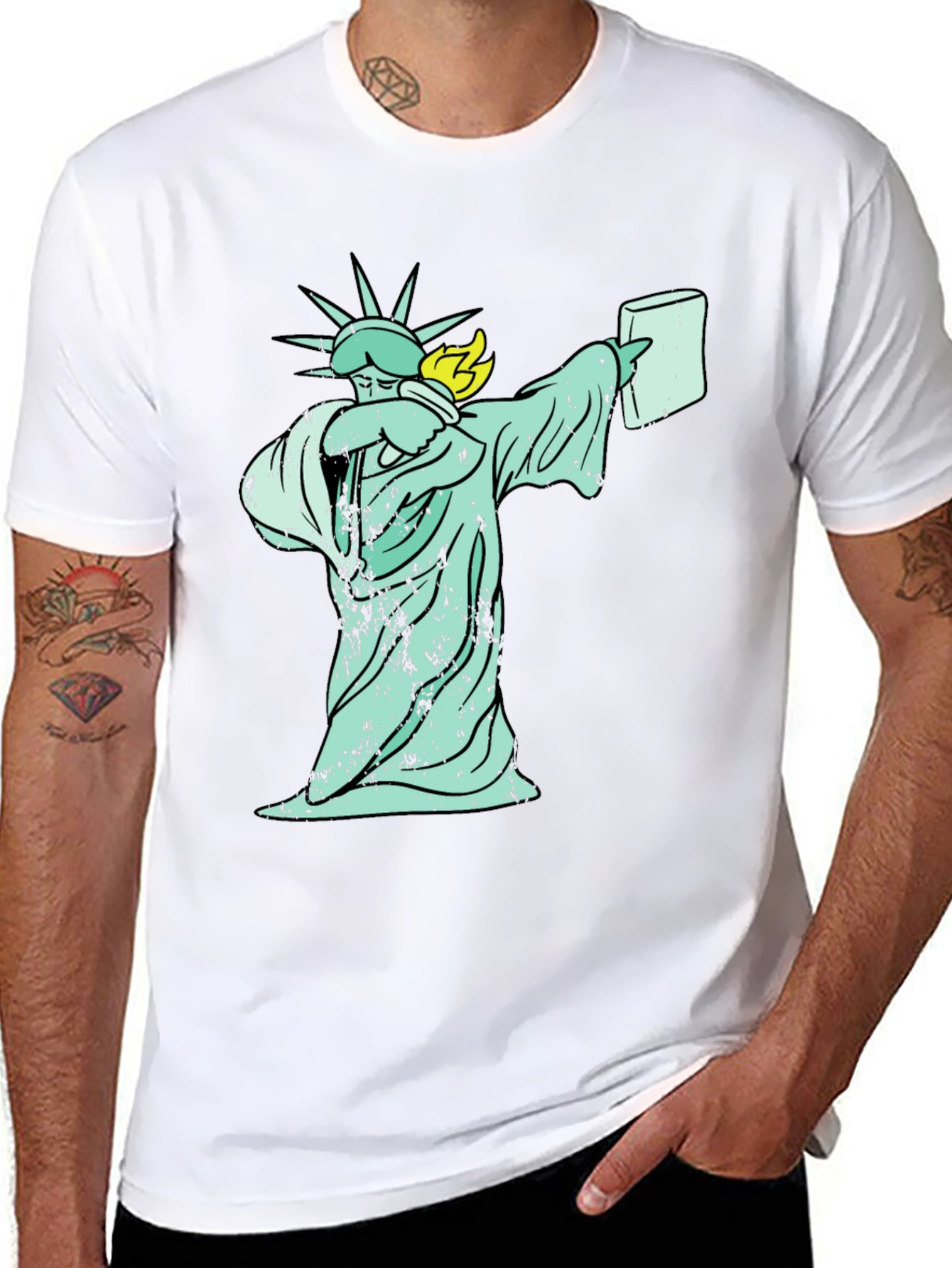 Dabbing Liberty Graphic Tee - Black Cotton T-Shirt