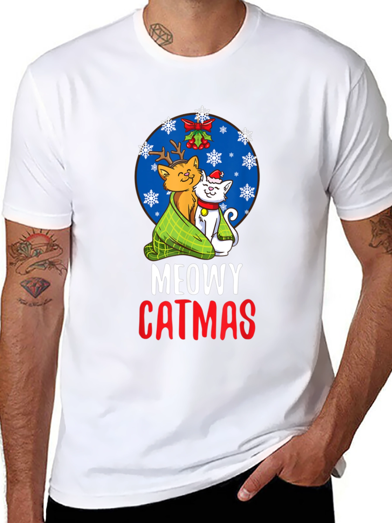 Meowy Catmas Christmas Graphic Tee