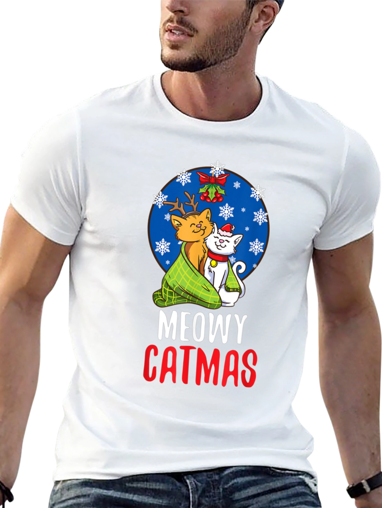 Meowy Catmas Christmas Graphic Tee
