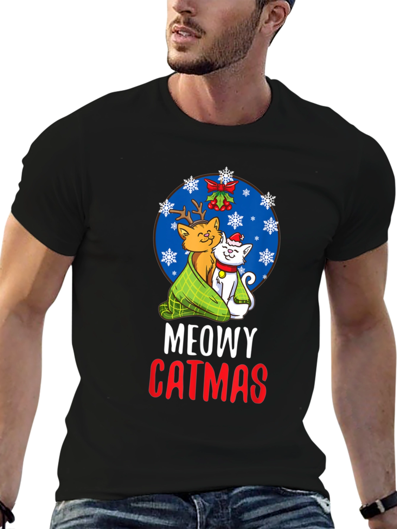 Meowy Catmas Christmas Graphic Tee