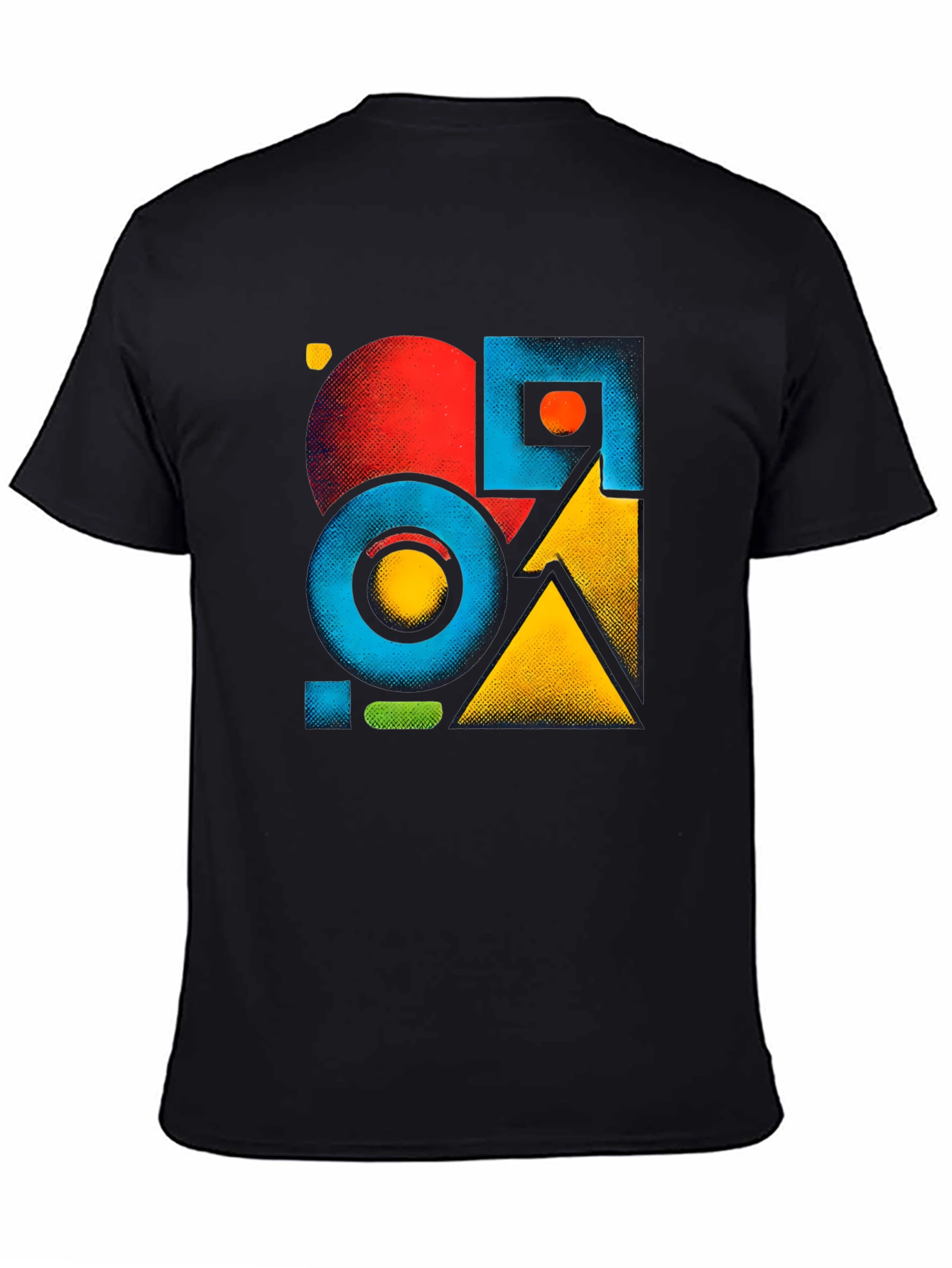 Abstract Geometric Pattern Black Graphic Tee
