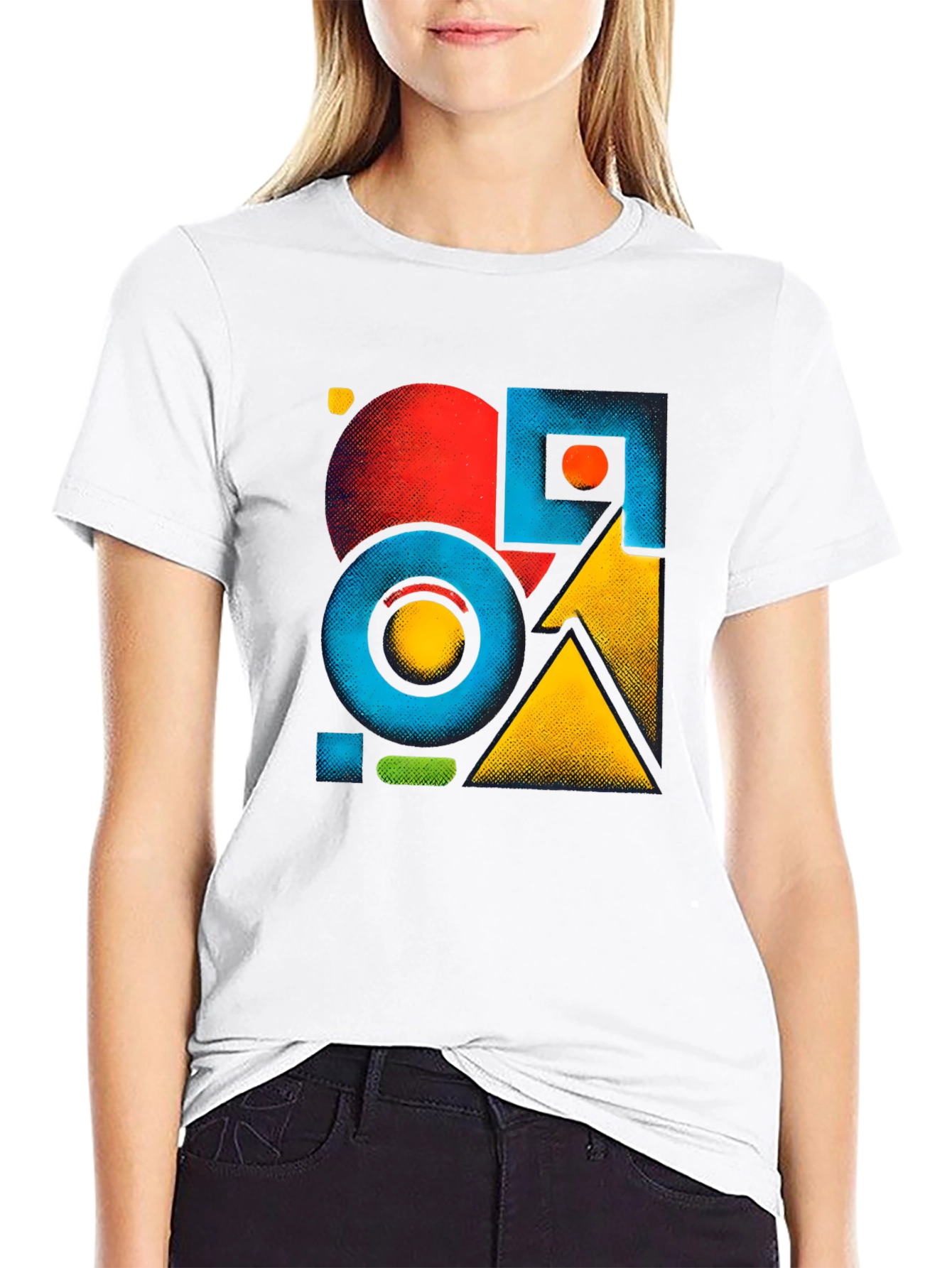 Abstract Geometric Pattern Black Graphic Tee