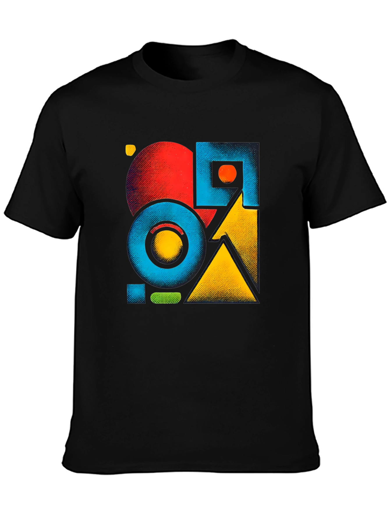 Abstract Geometric Pattern Black Graphic Tee