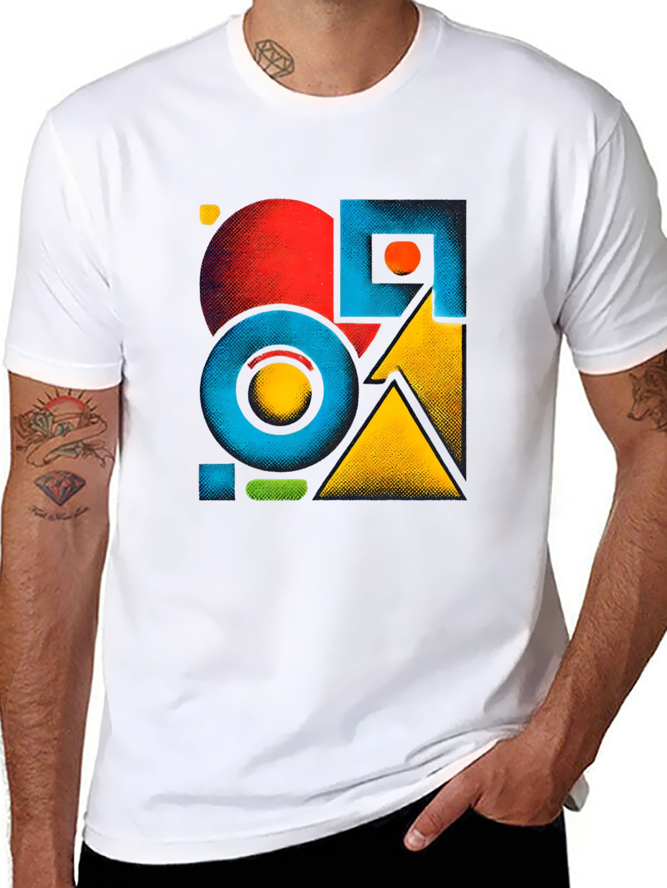 Abstract Geometric Pattern Black Graphic Tee