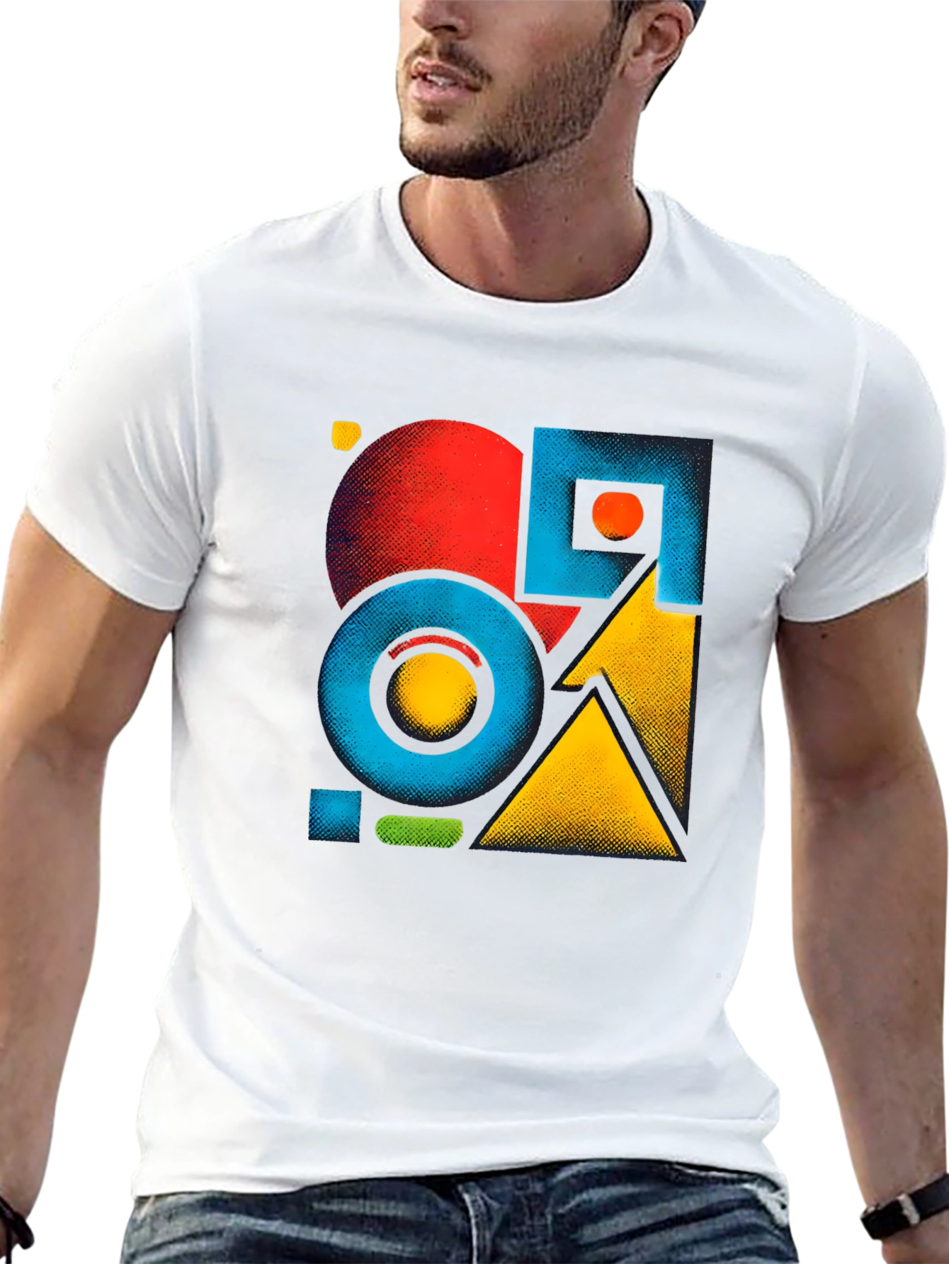 Abstract Geometric Pattern Black Graphic Tee