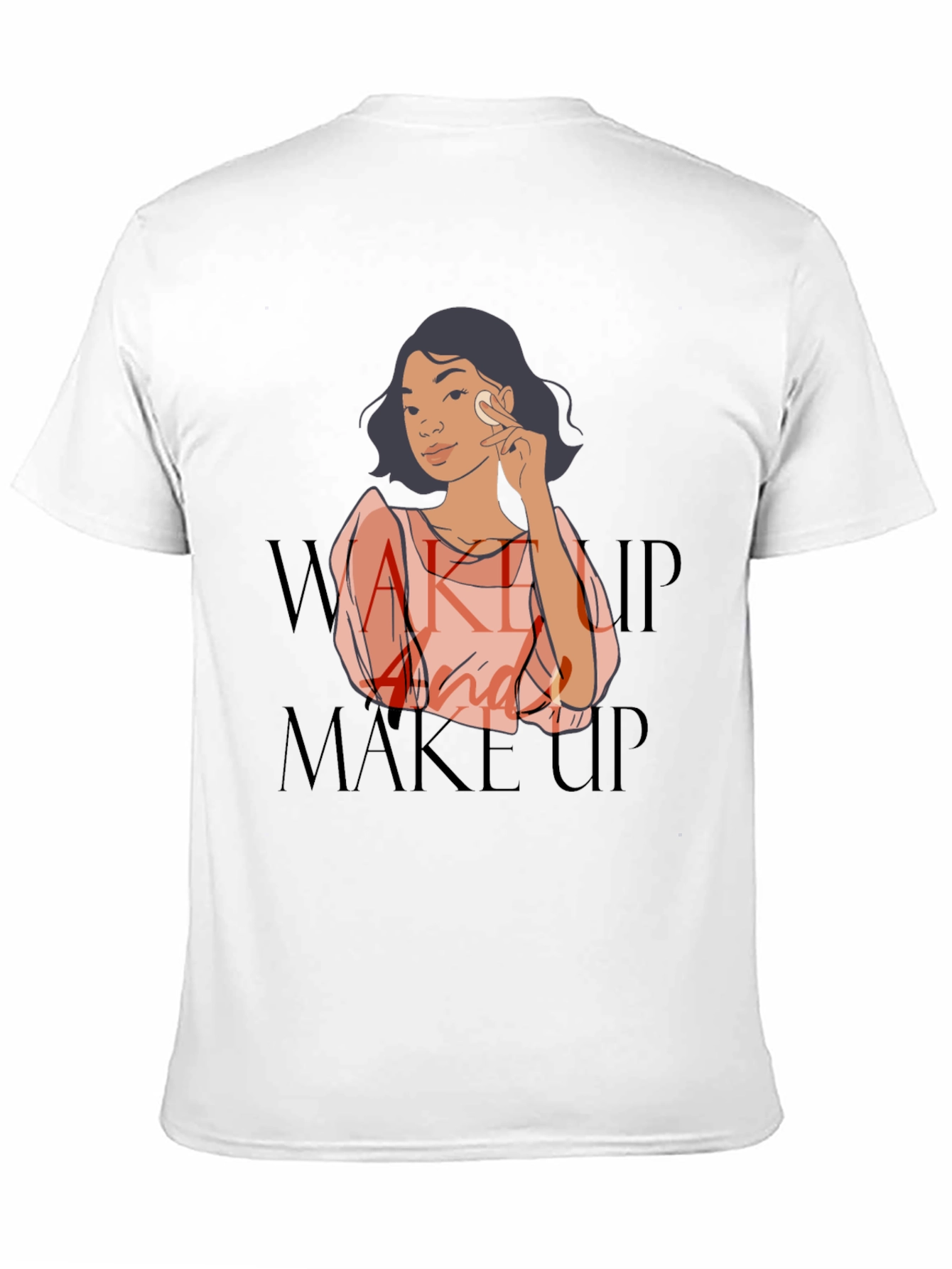 Wake Up and Make Up Graphic Tee - Black