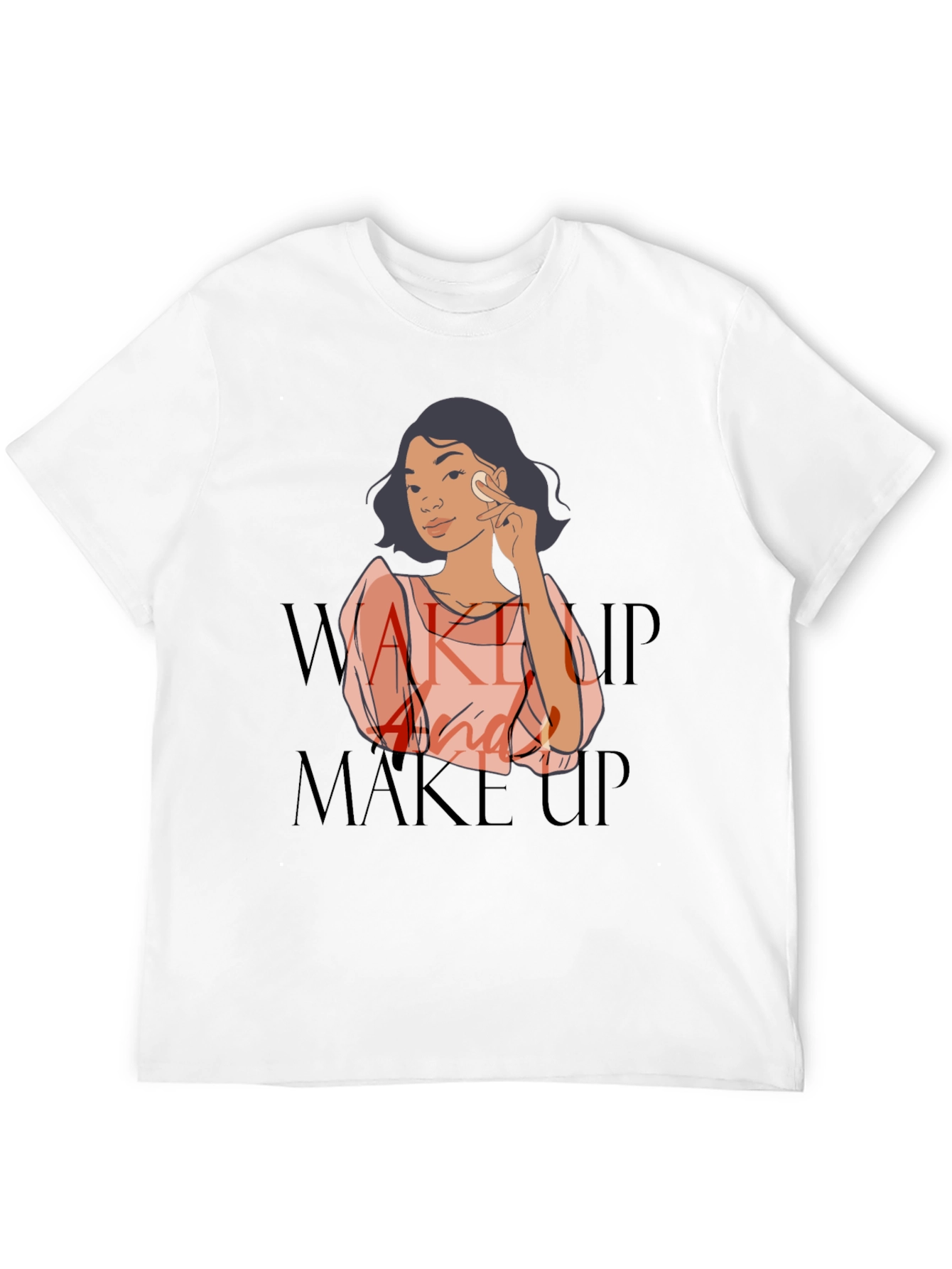 Wake Up and Make Up Graphic Tee - Black