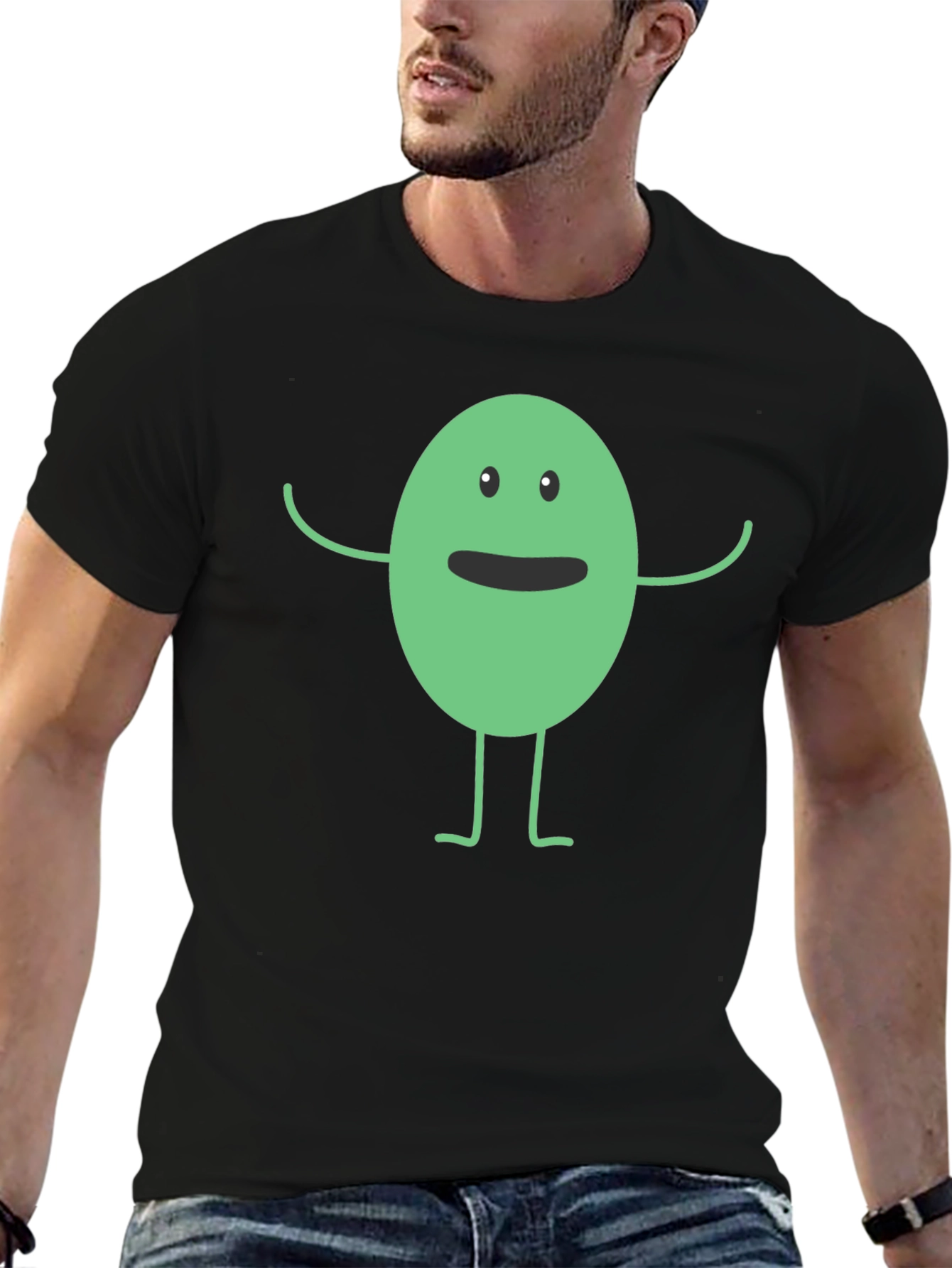 Funny Cartoon Character Black T-Shirt