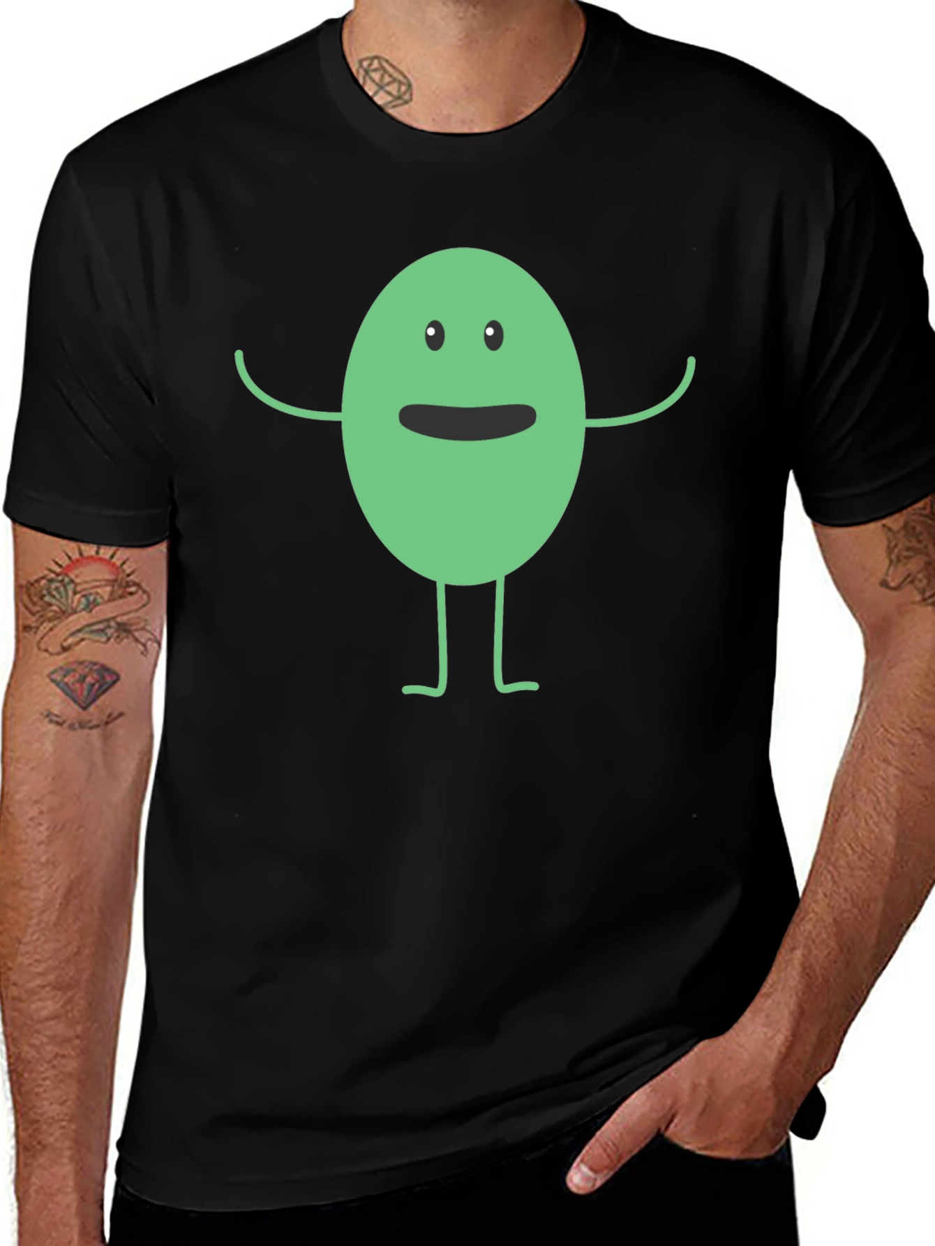 Funny Cartoon Character Black T-Shirt
