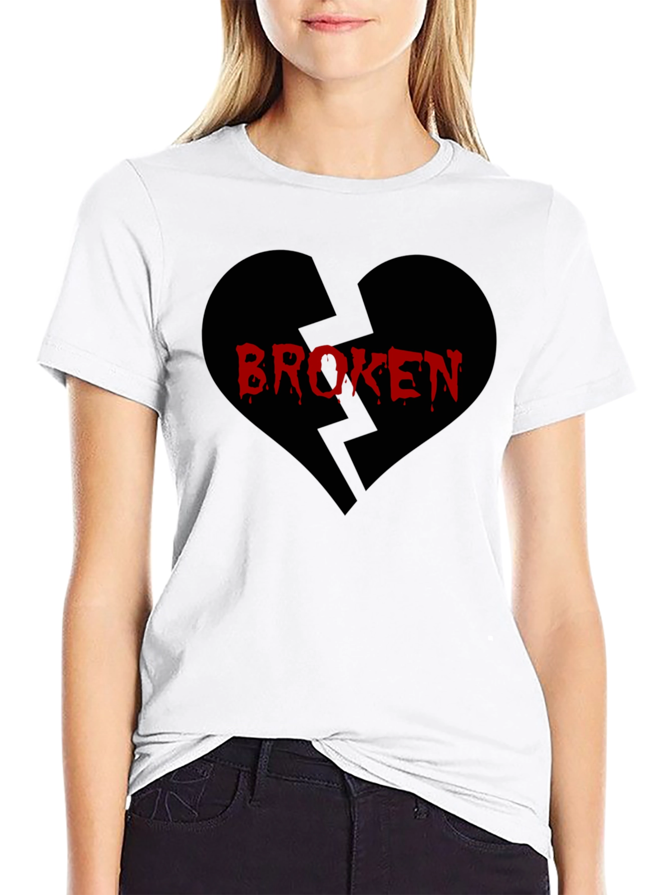 Broken Heart Graphic T-Shirt - Black