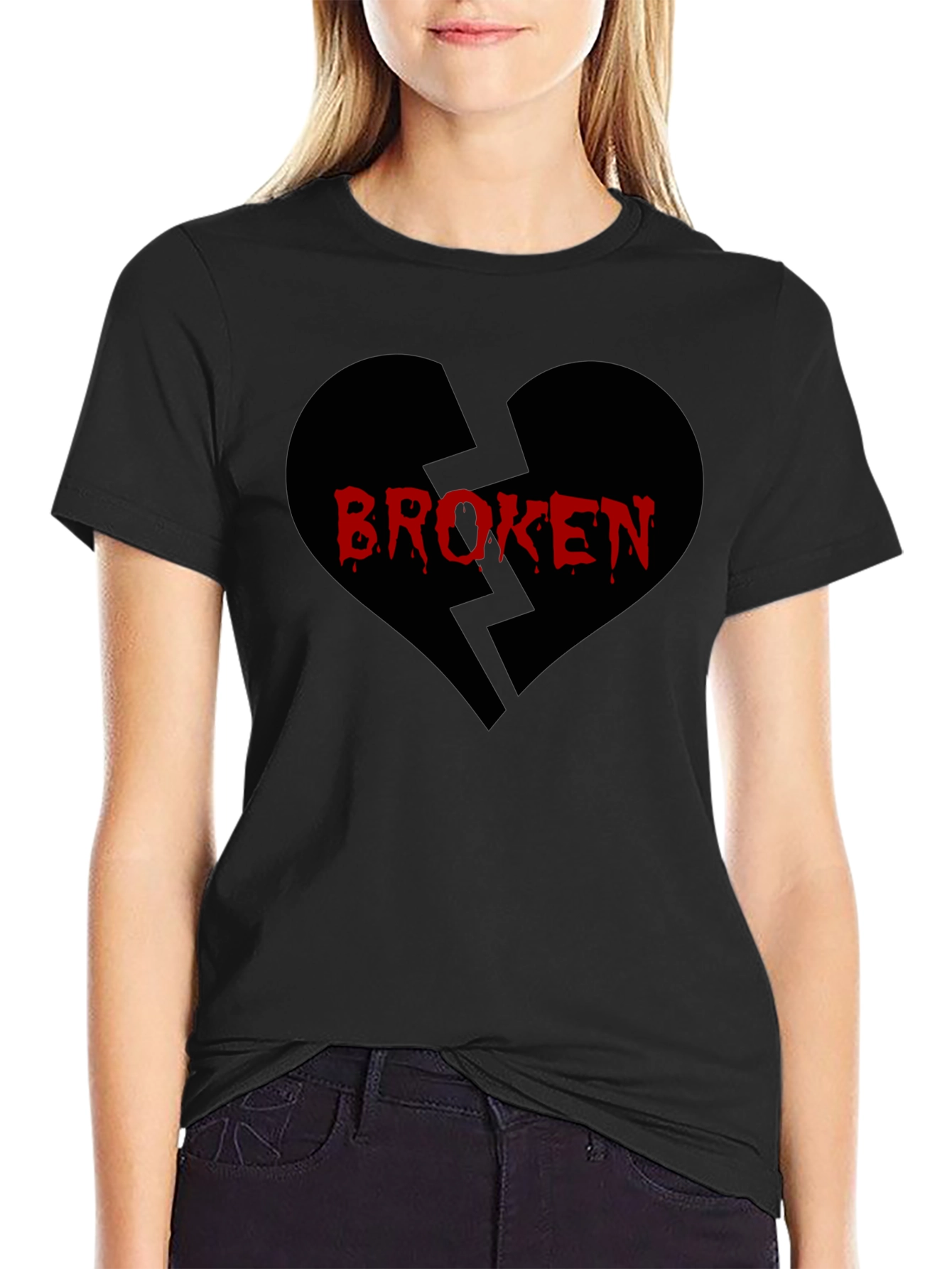 Broken Heart Graphic T-Shirt - Black